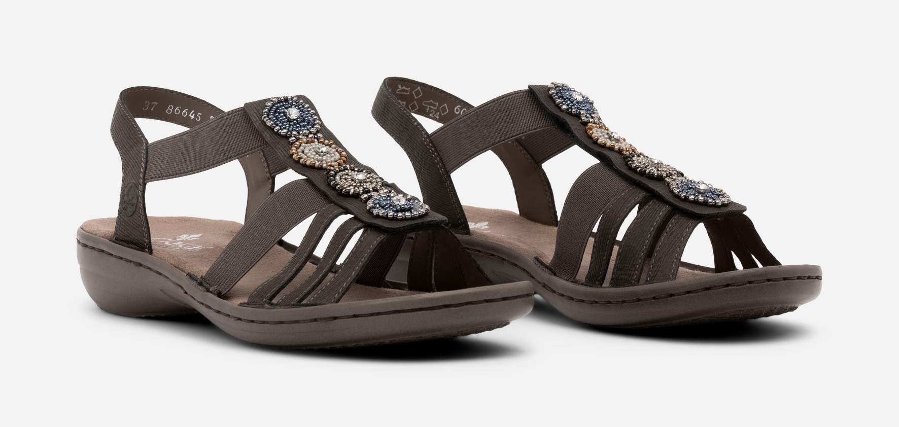RIEKER, Sandaler med remmar Svarta