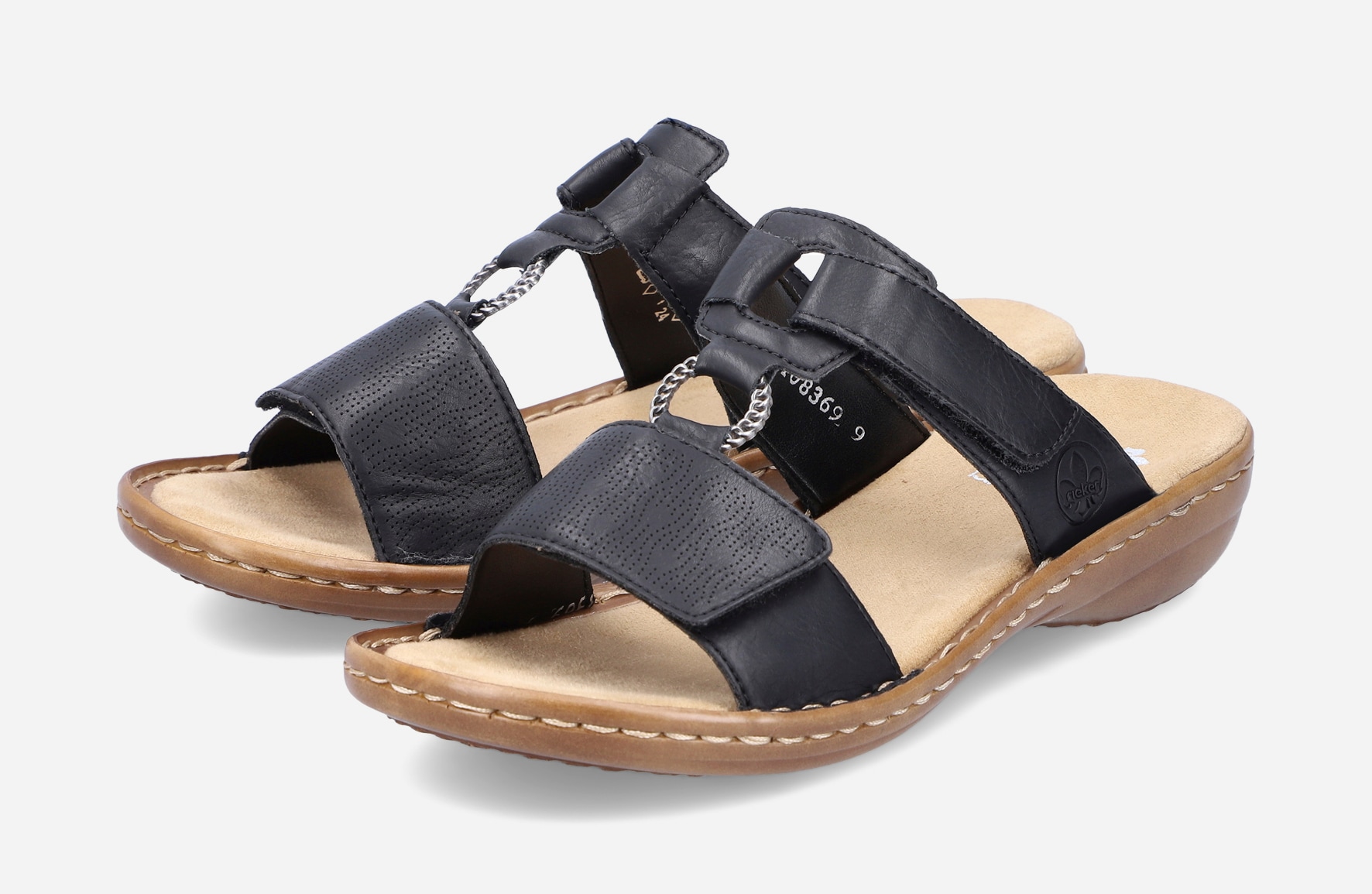 RIEKER, Sandaler med remmar Svarta