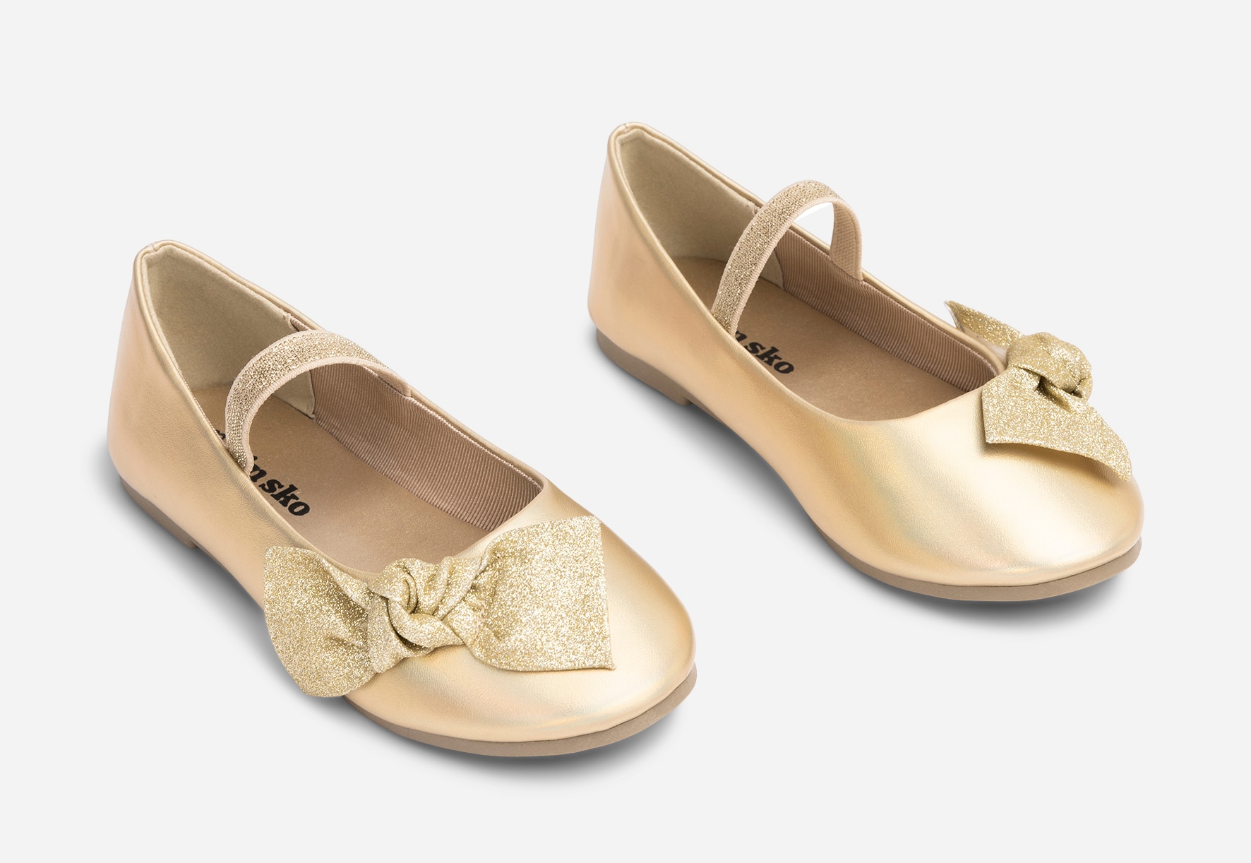 DINSKO, Ballerinaskor Metallfärgade