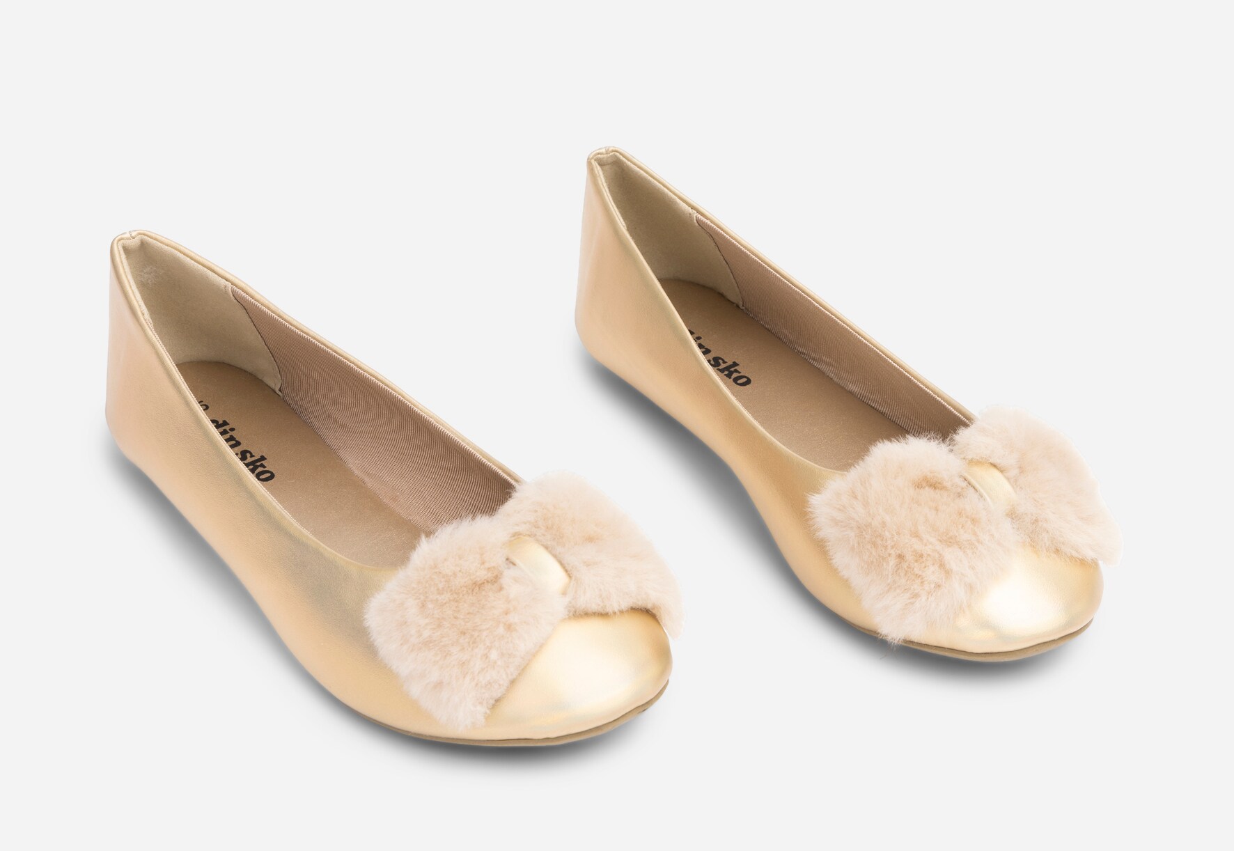 DINSKO, Ballerinaskor Metallfärgade