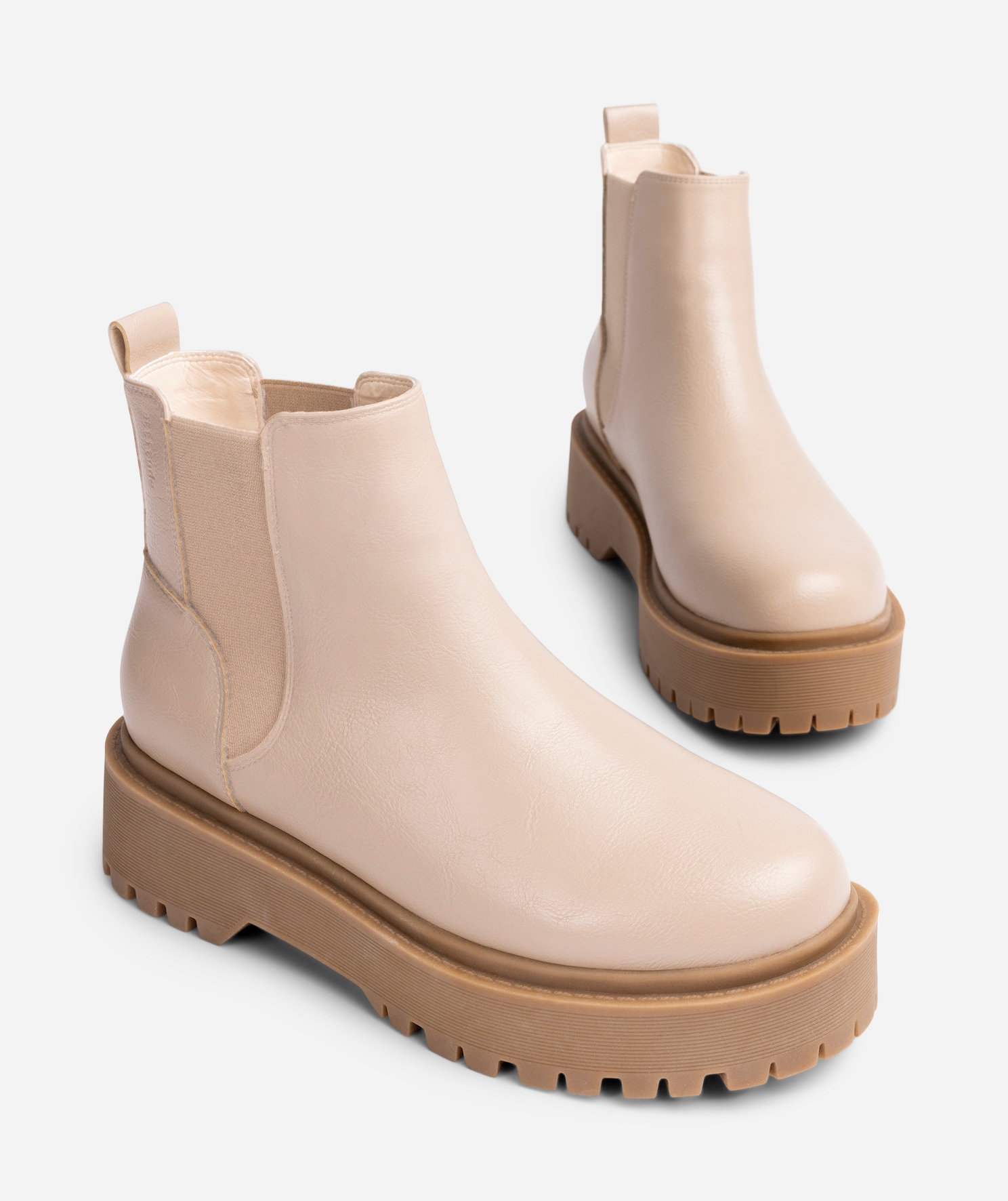 ATTITUDE, Varmfodrade chelseaboots Beigea