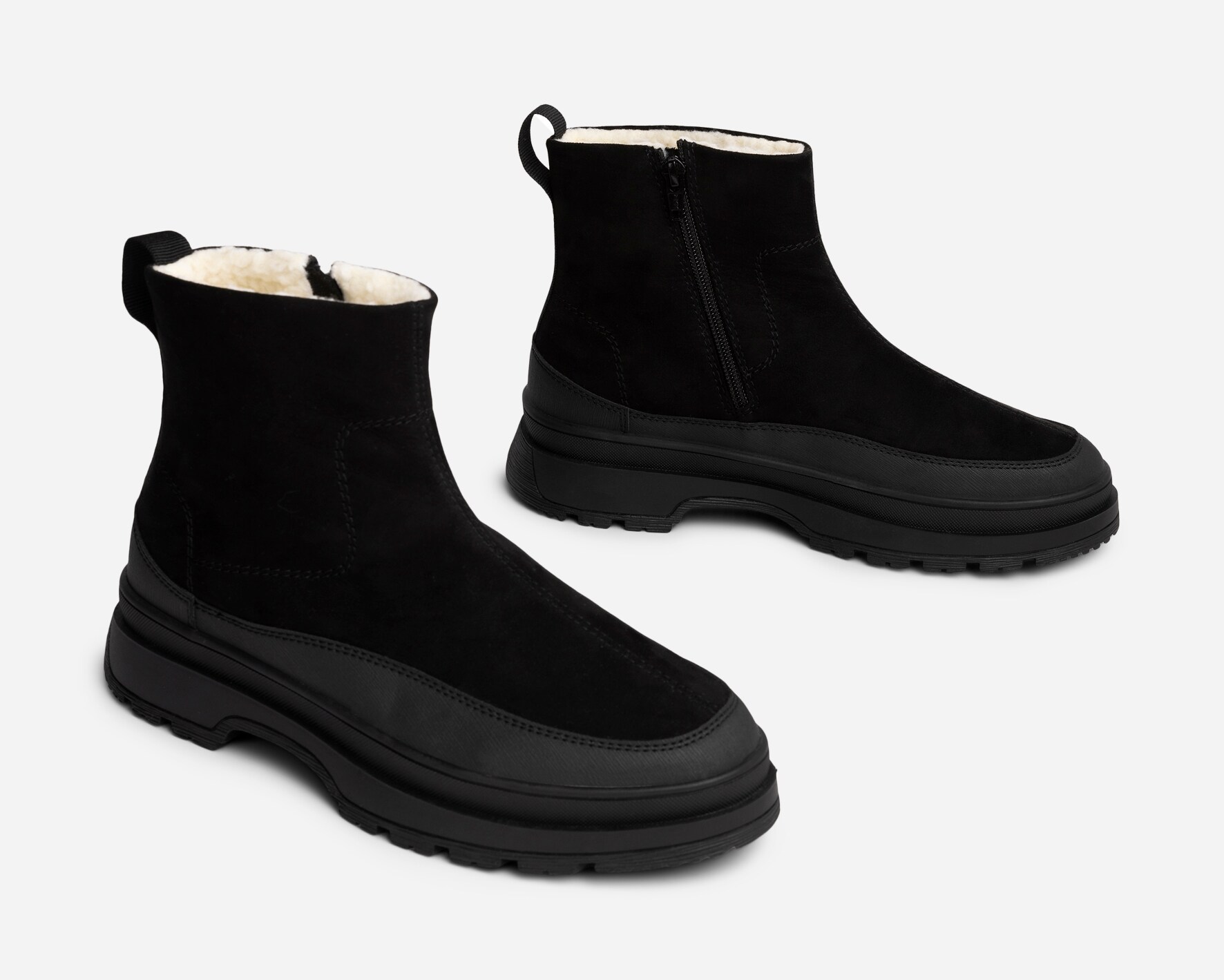 LINEAR, Varmfodrade boots med dragkedja Svarta