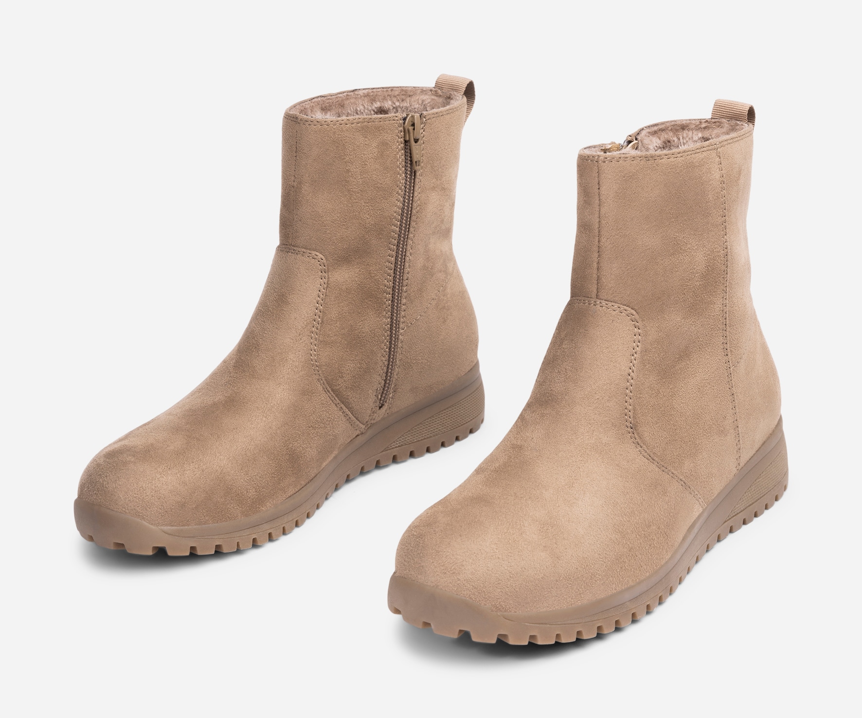 SO ALL, Varmfodrade boots med dragkedja Beigea