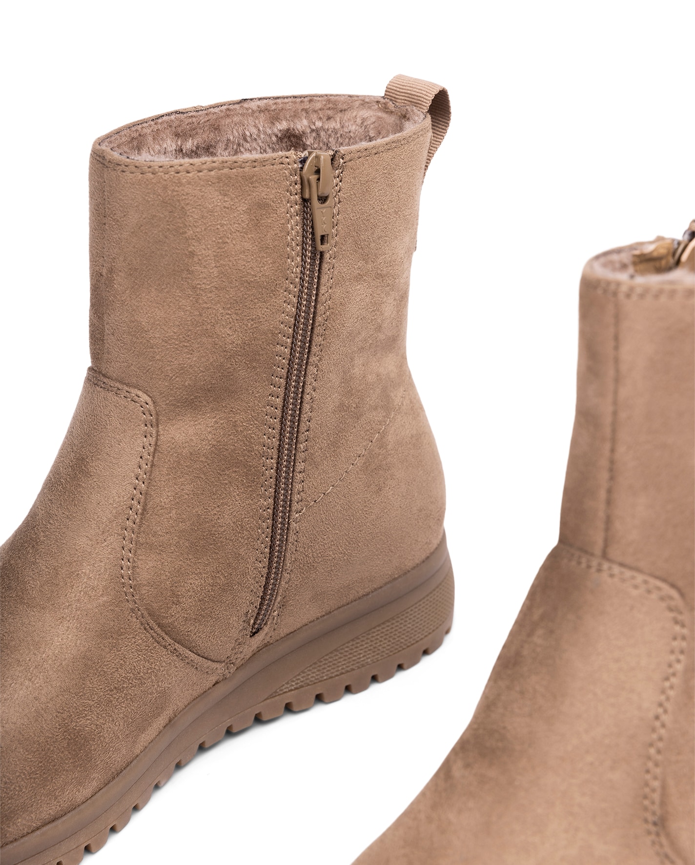 SO ALL, Varmfodrade boots med dragkedja Beigea