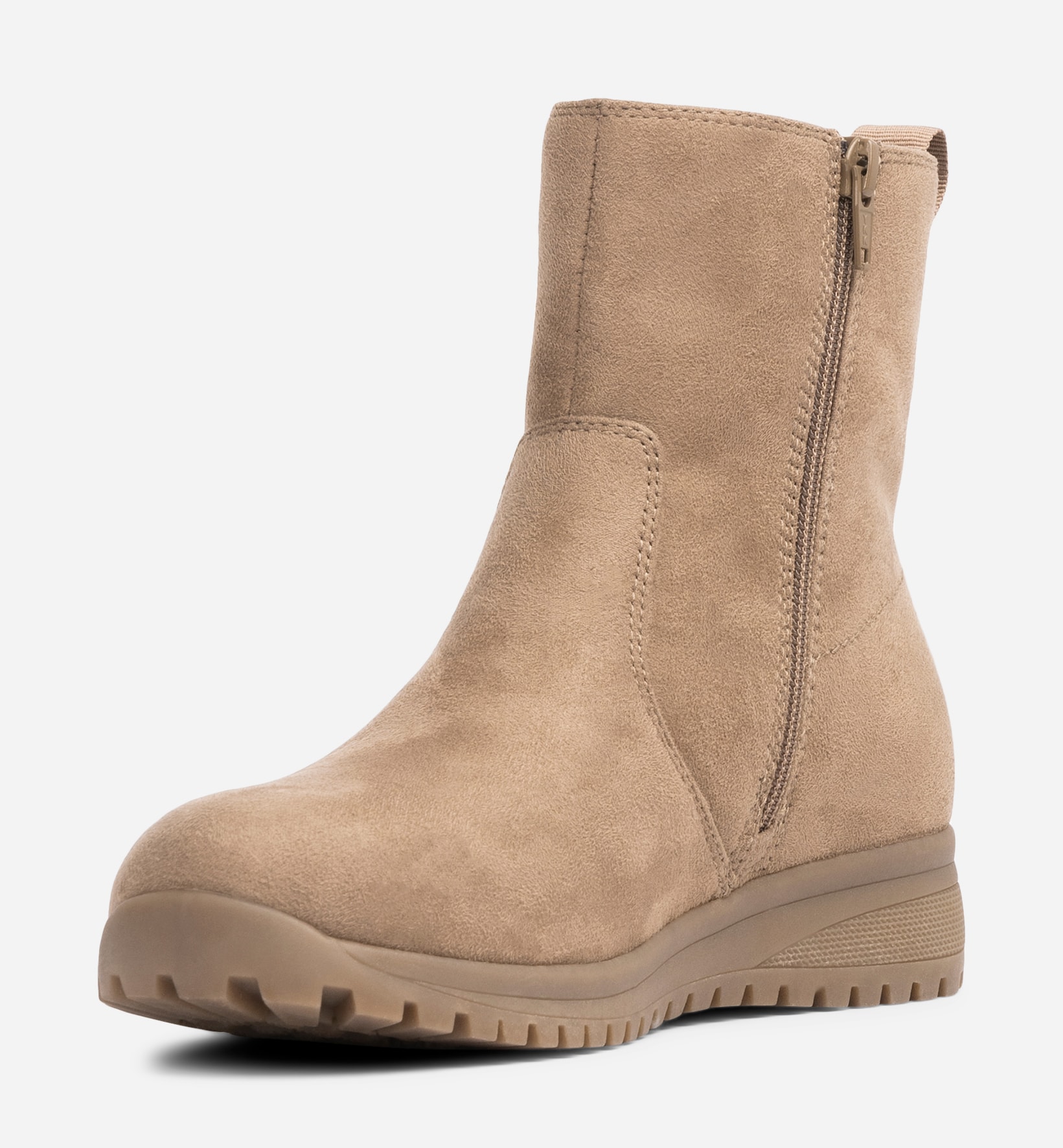 SO ALL, Varmfodrade boots med dragkedja Beigea