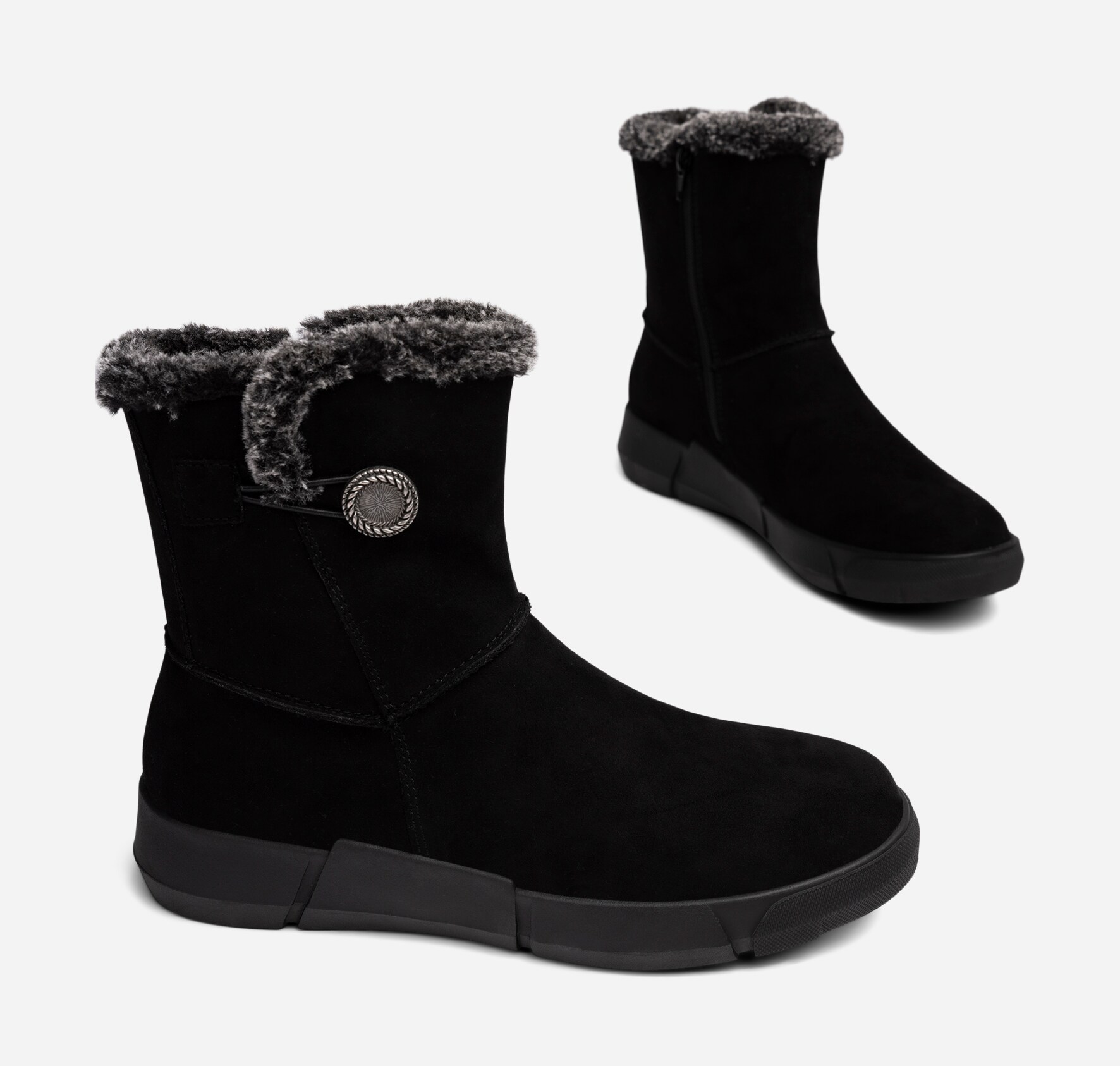 SO ALL, Varmfodrade boots med dragkedja Svarta