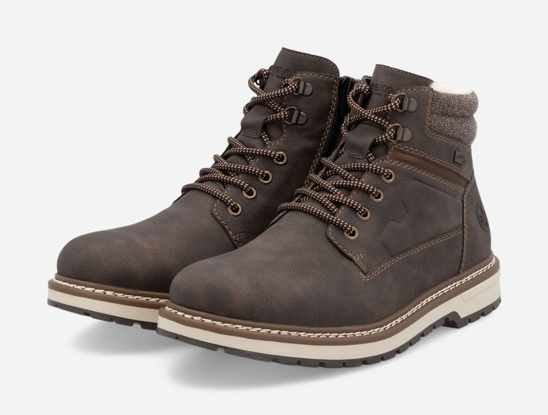 RIEKER, Varmfodrade kängor med dragkedja Bruna