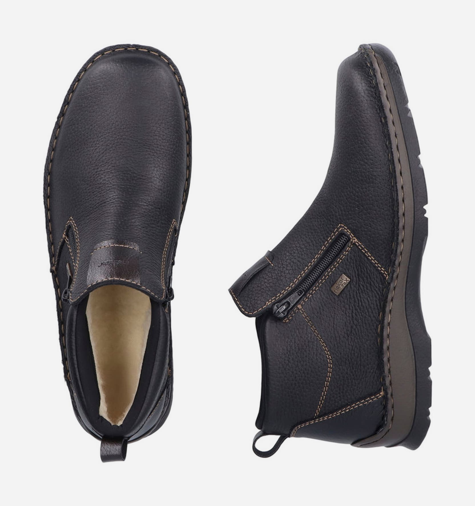 RIEKER, Varmfodrade boots med dragkedja Svarta