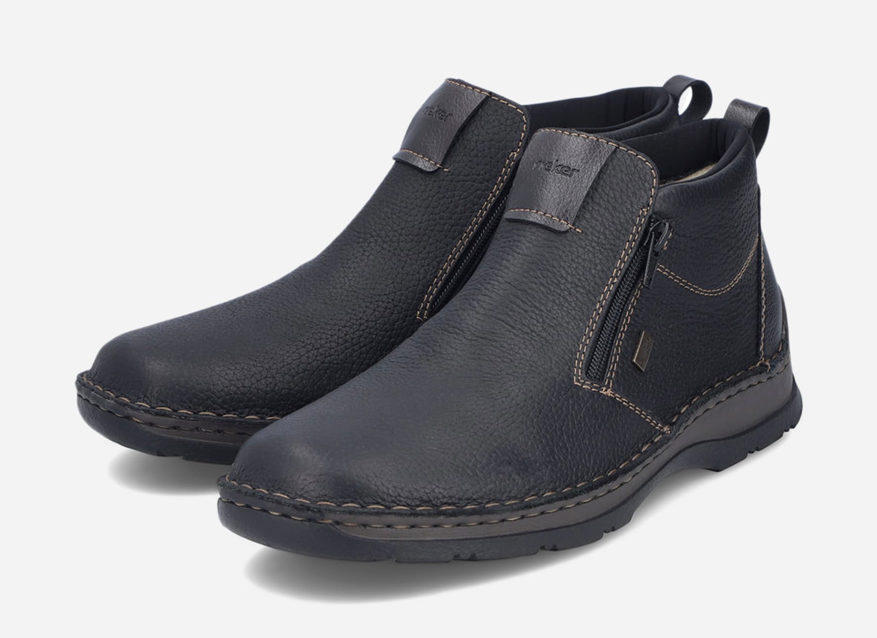 RIEKER, Varmfodrade boots med dragkedja Svarta
