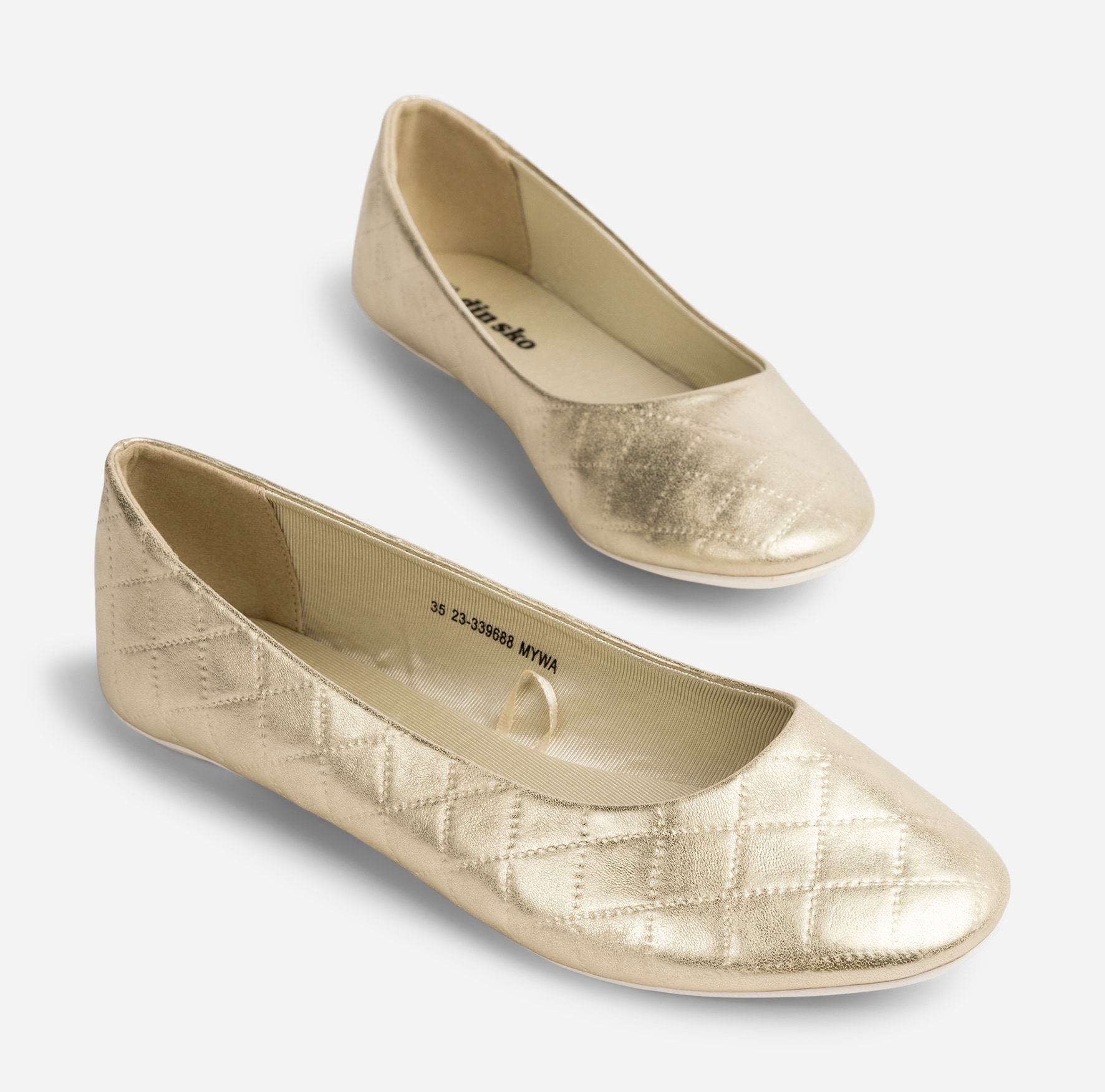 DINSKO, Ballerinaskor Metallfärgade