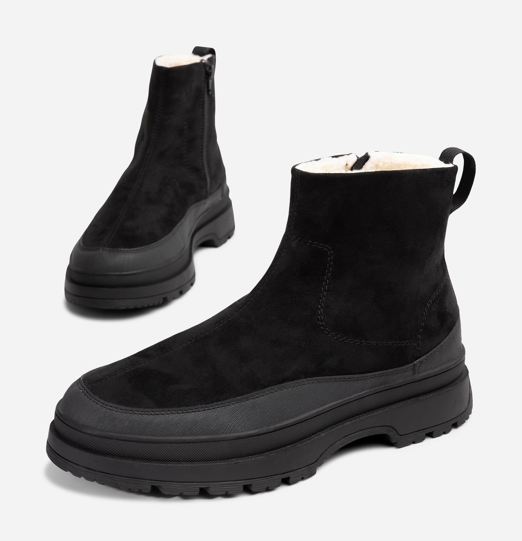 LINEAR, Varmfodrade boots med dragkedja Svarta