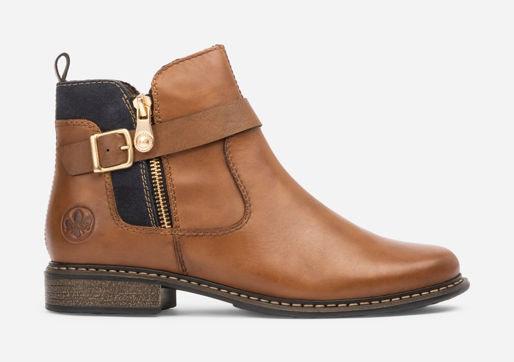 RIEKER, Boots med spänne Bruna