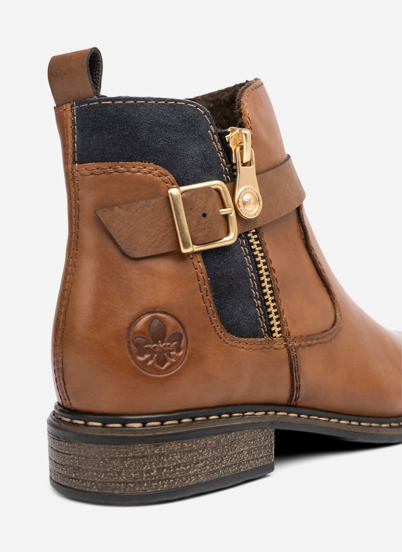 RIEKER, Boots med spänne Bruna