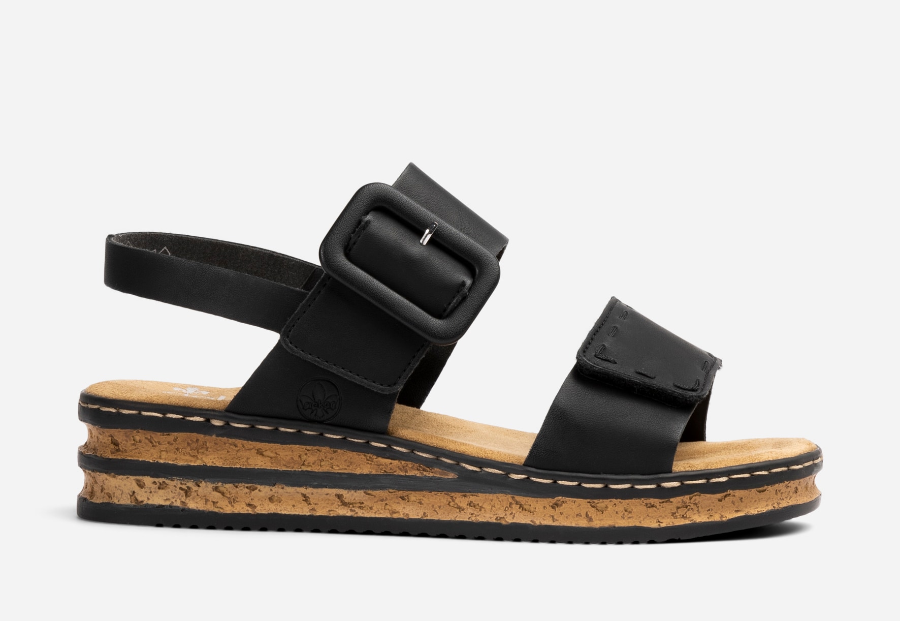 RIEKER, Sandaler med remmar Svarta