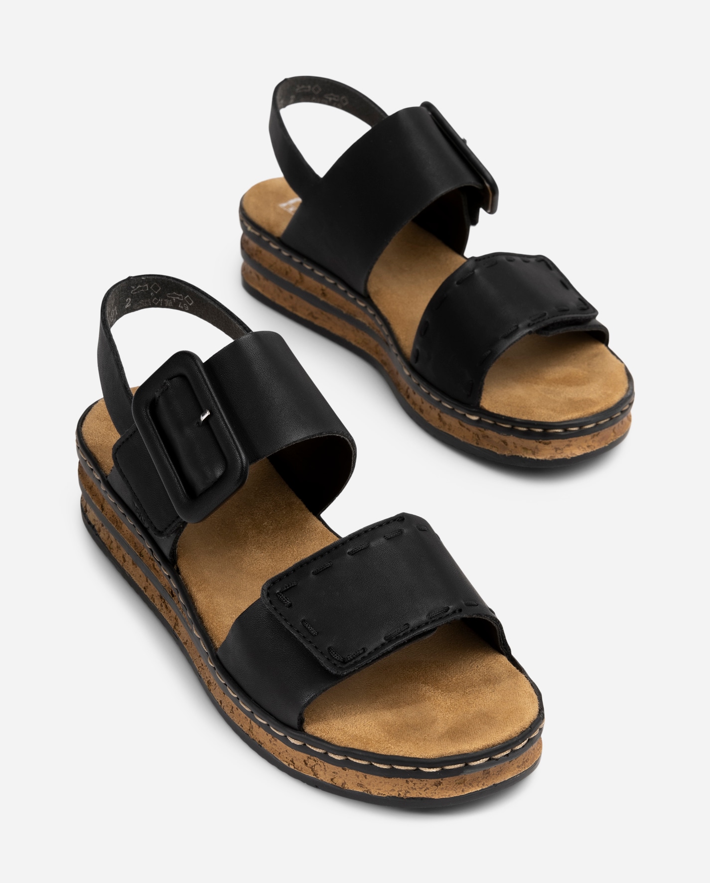 RIEKER, Sandaler med remmar Svarta