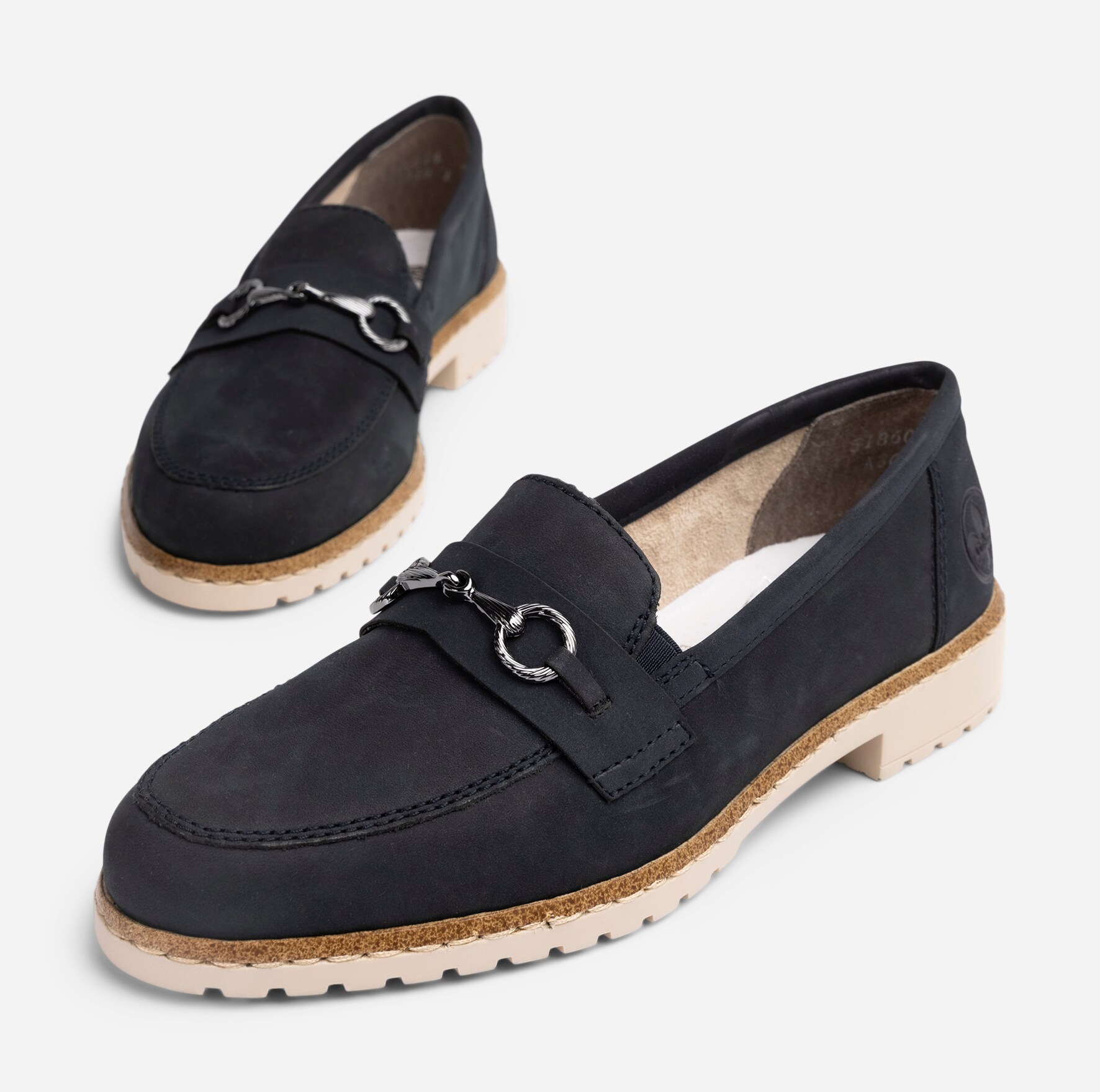 RIEKER, Loafers med spänne Blåa