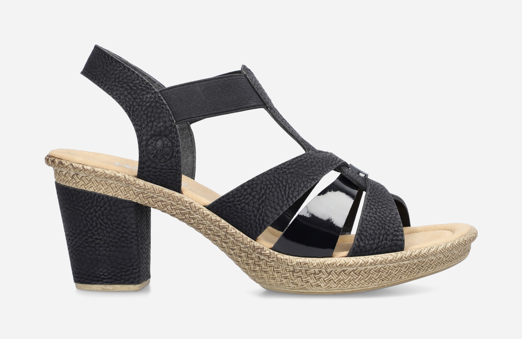 RIEKER, Sandaletter med remmar Svarta