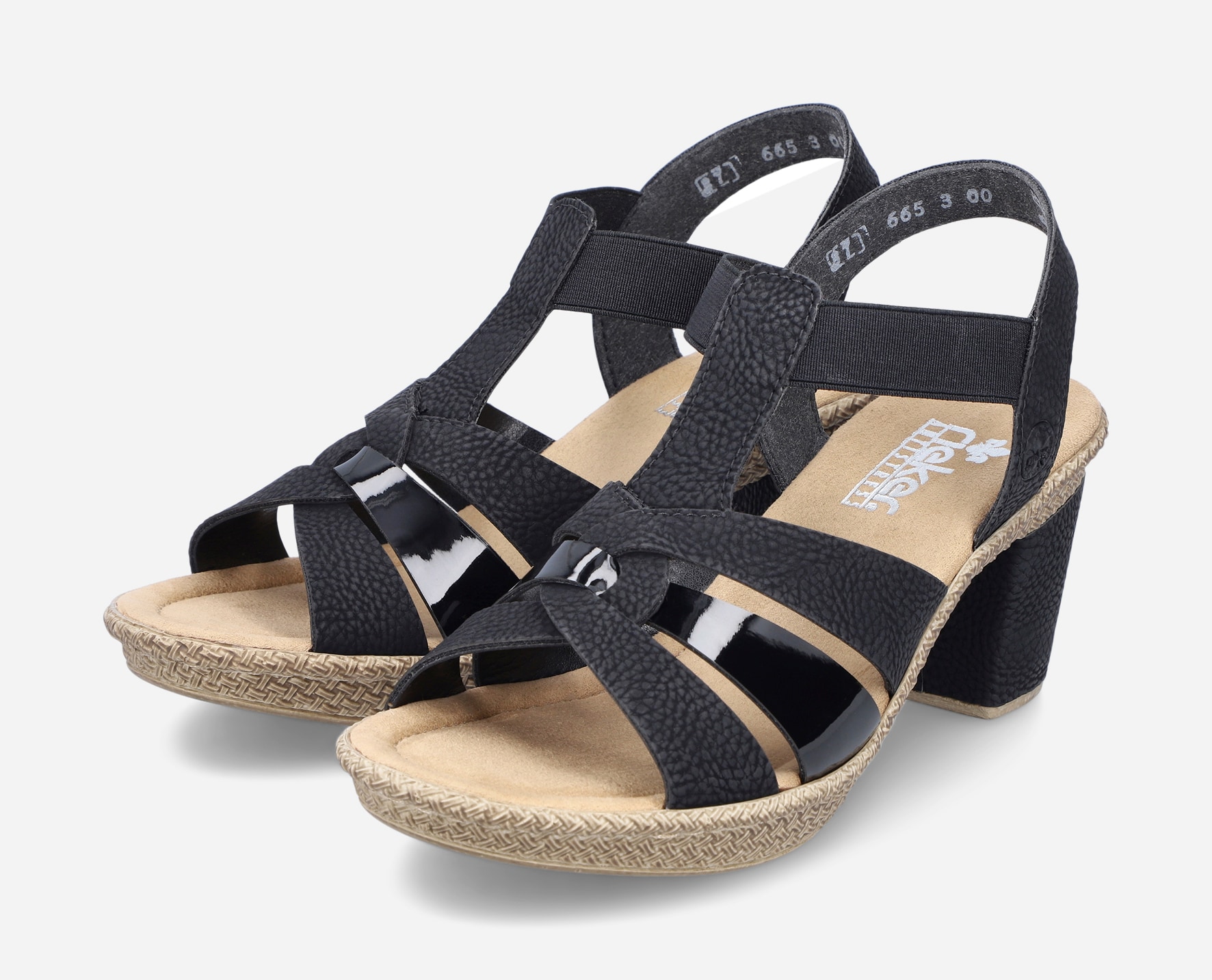 RIEKER, Sandaletter med remmar Svarta