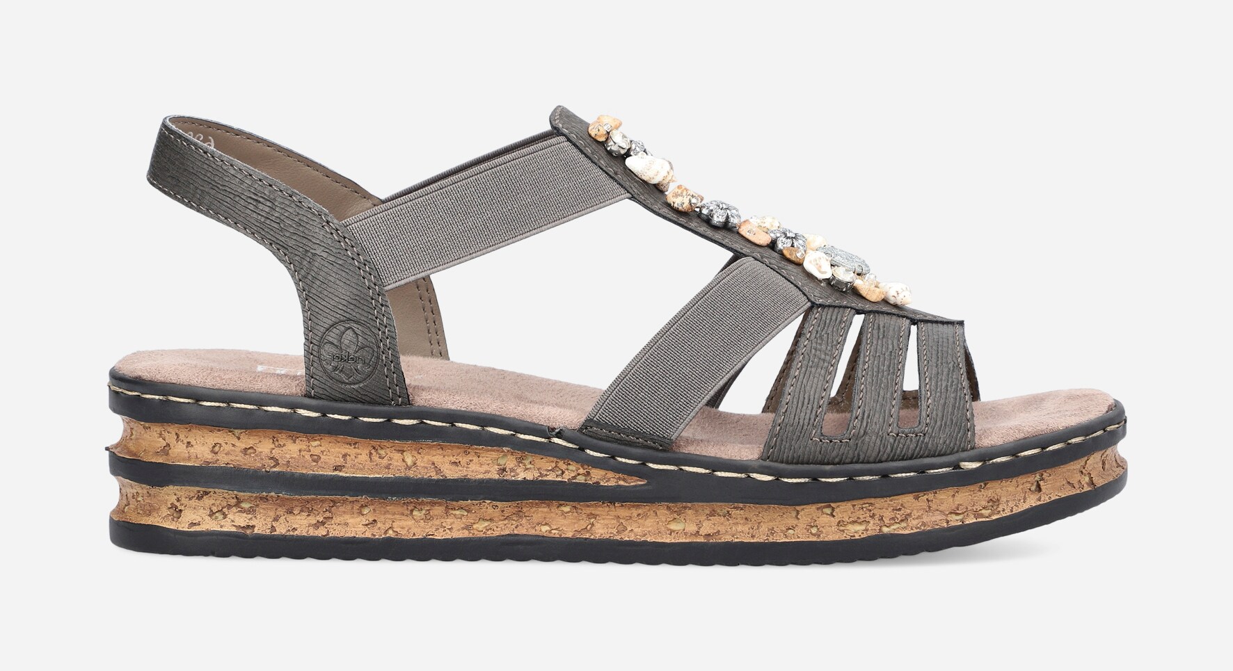 RIEKER, Sandaler med remmar Gråa