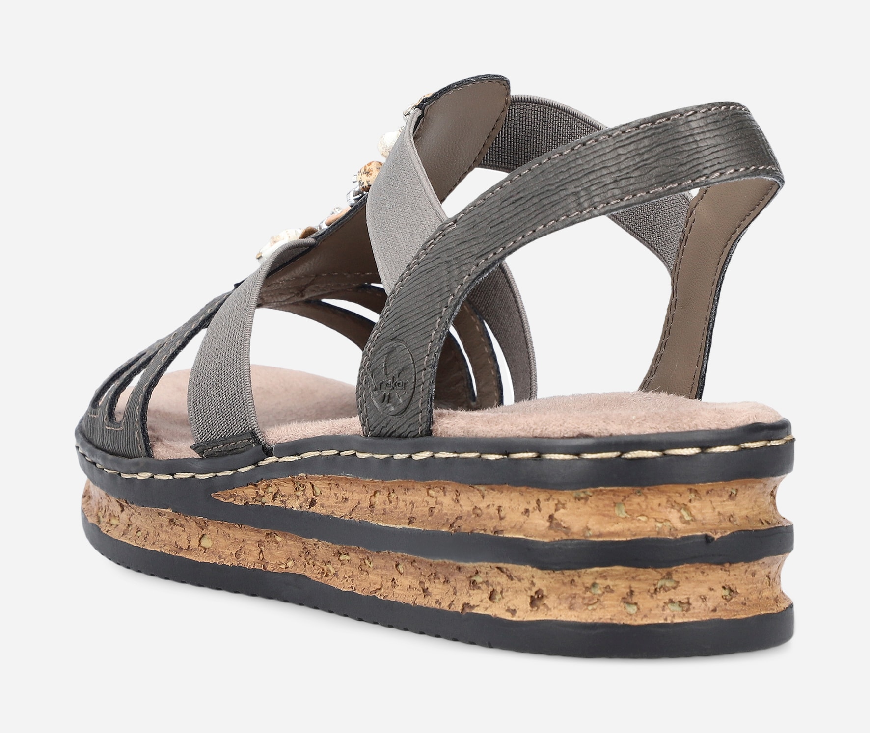 RIEKER, Sandaler med remmar Gråa