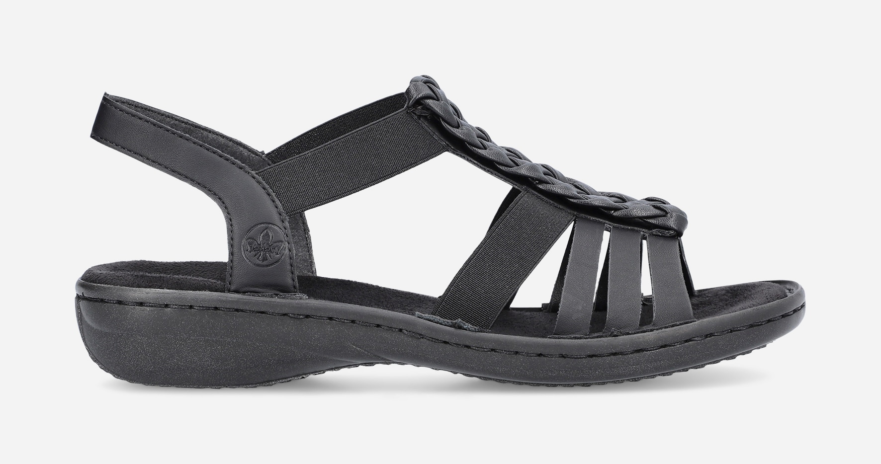 RIEKER, Sandaler med remmar Svarta
