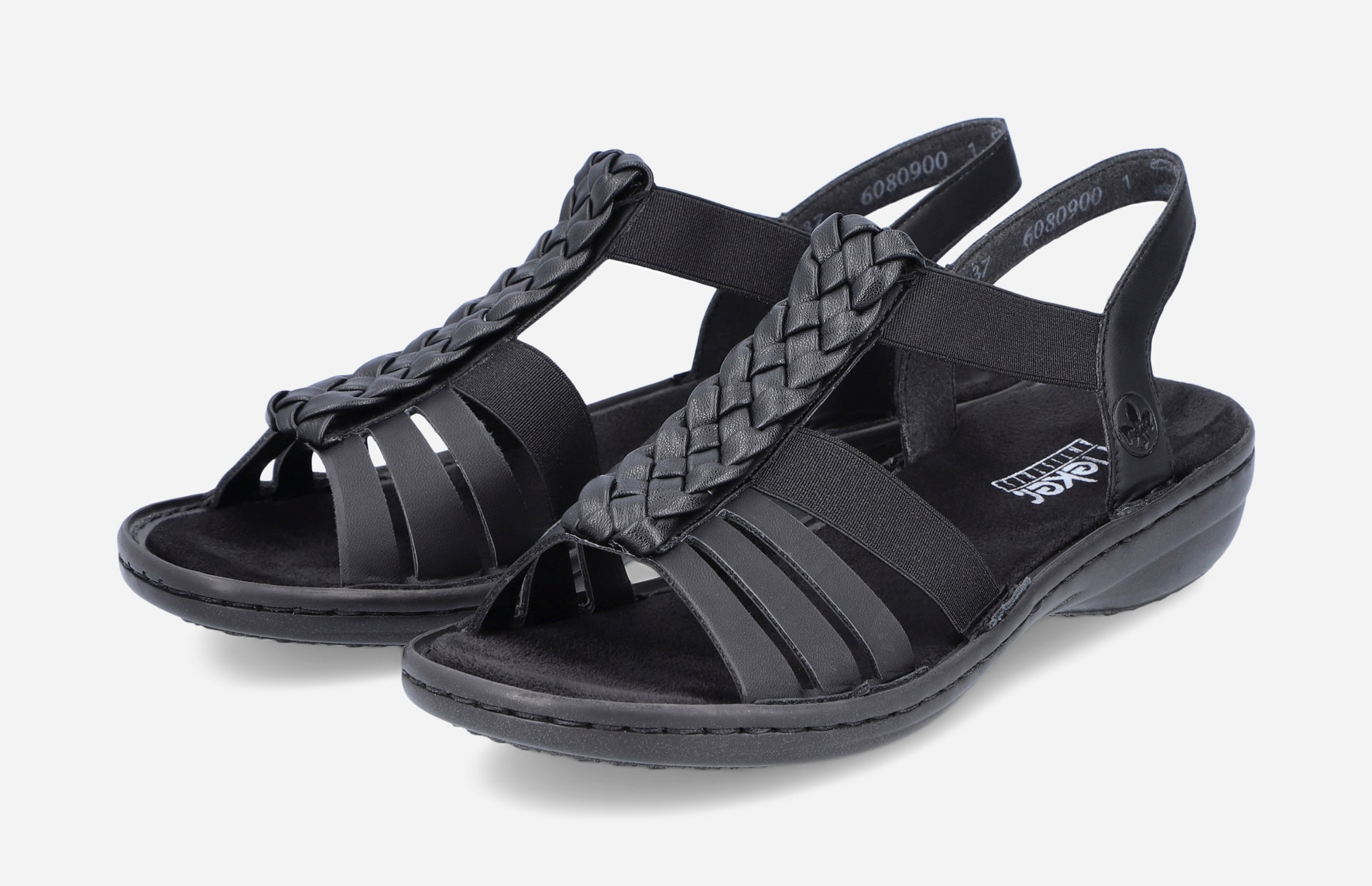 RIEKER, Sandaler med remmar Svarta