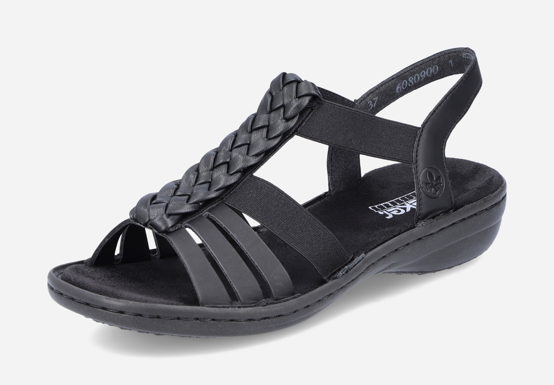 RIEKER, Sandaler med remmar Svarta