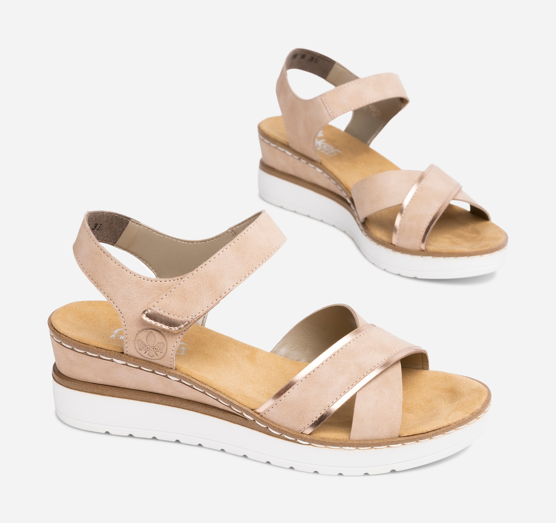 RIEKER, Sandaletter med remmar Rosa