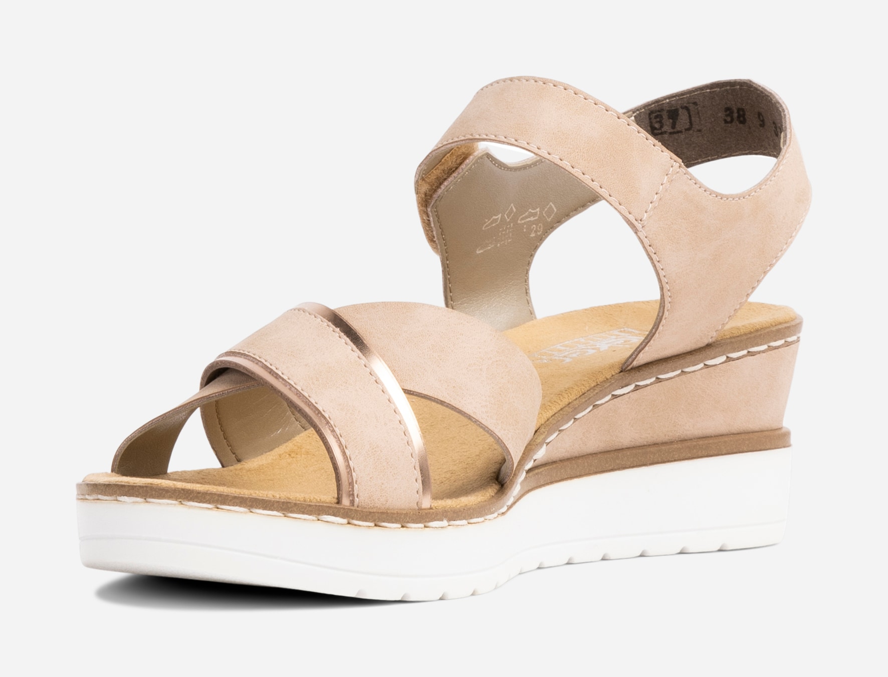 RIEKER, Sandaletter med remmar Rosa