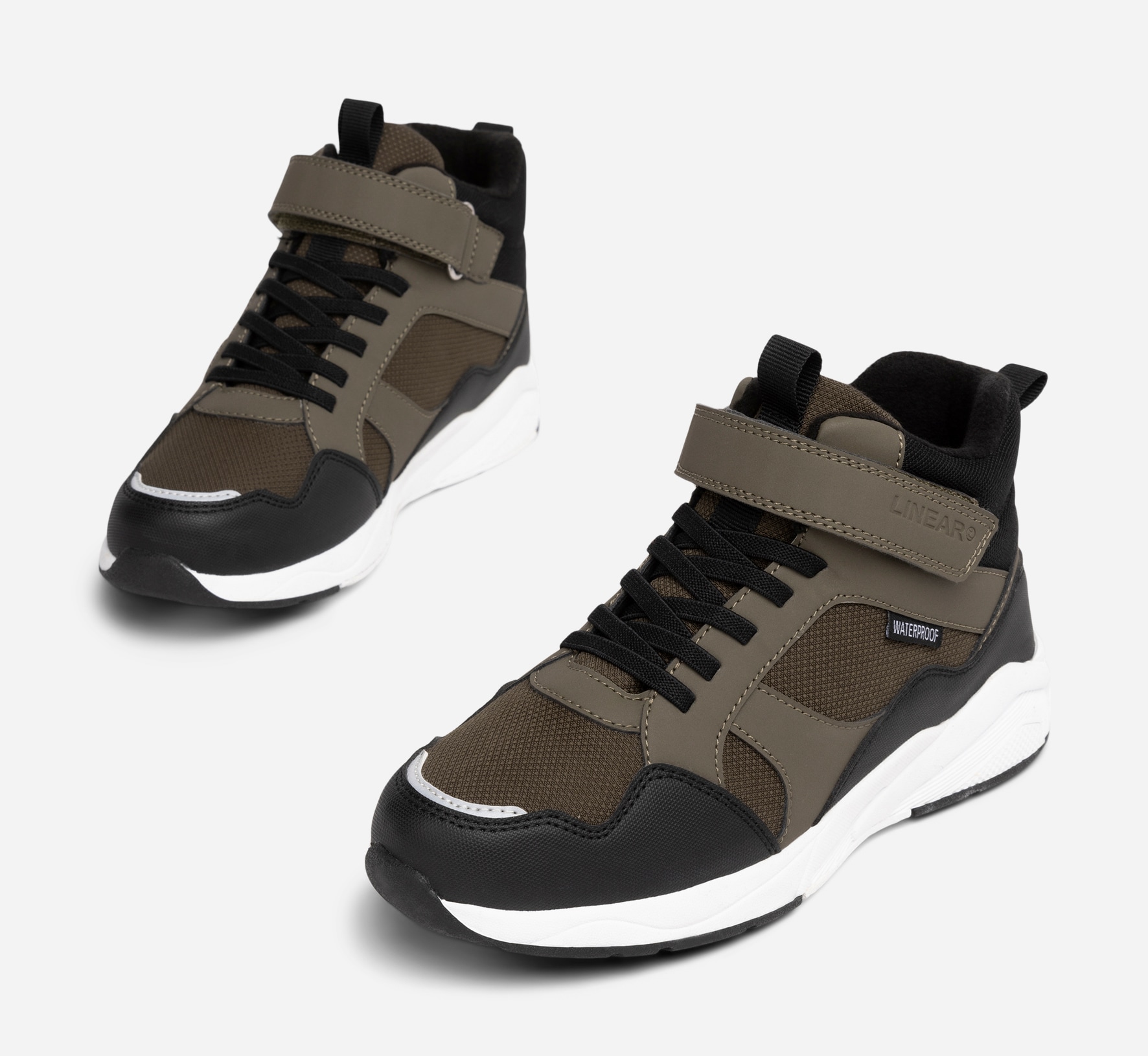 LINEAR, Fleecefodrade höga sneakers waterproof Gröna