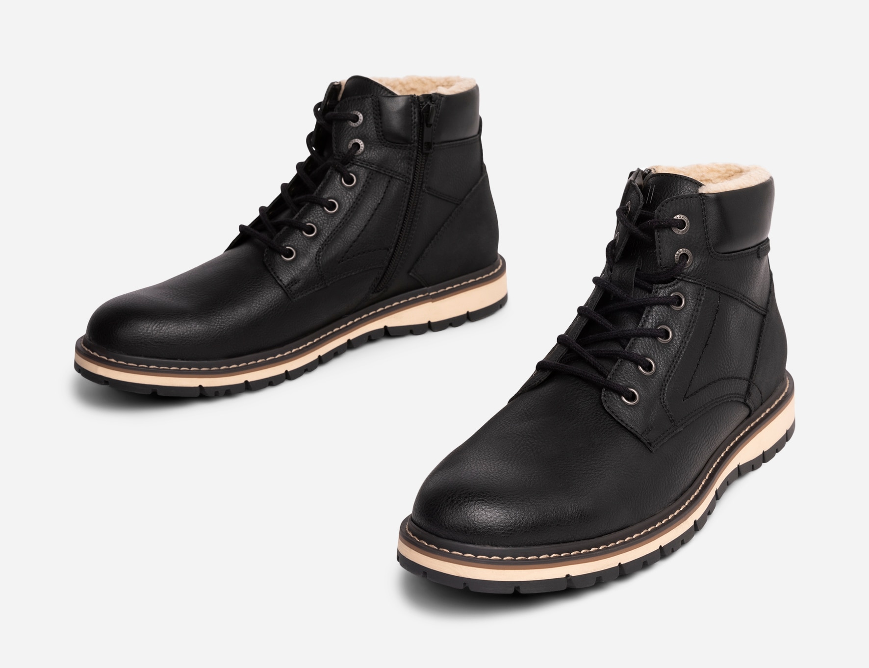 IGUASSU, Varmfodrade boots med snörning Svarta