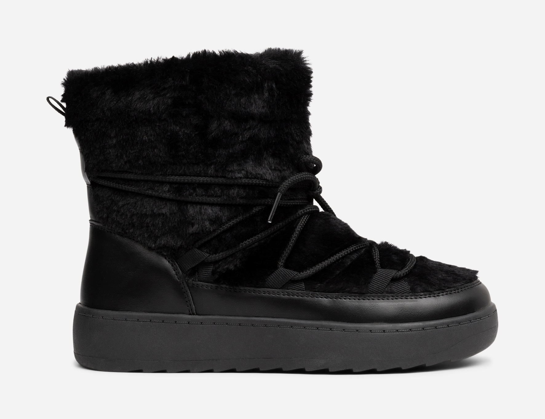 ATTITUDE, Varmfodrade boots med snörning Svarta