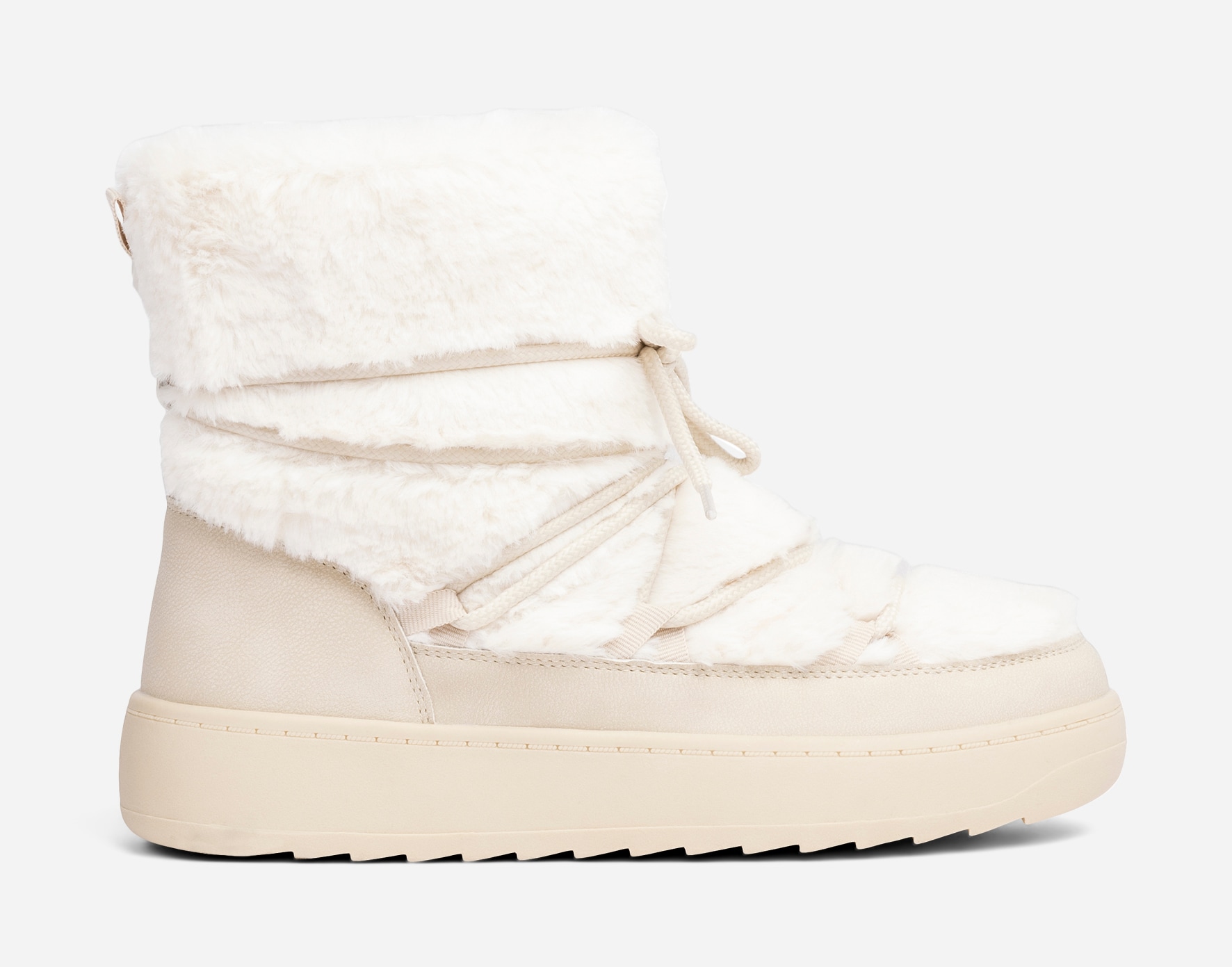 ATTITUDE, Varmfodrade boots med snörning Vita
