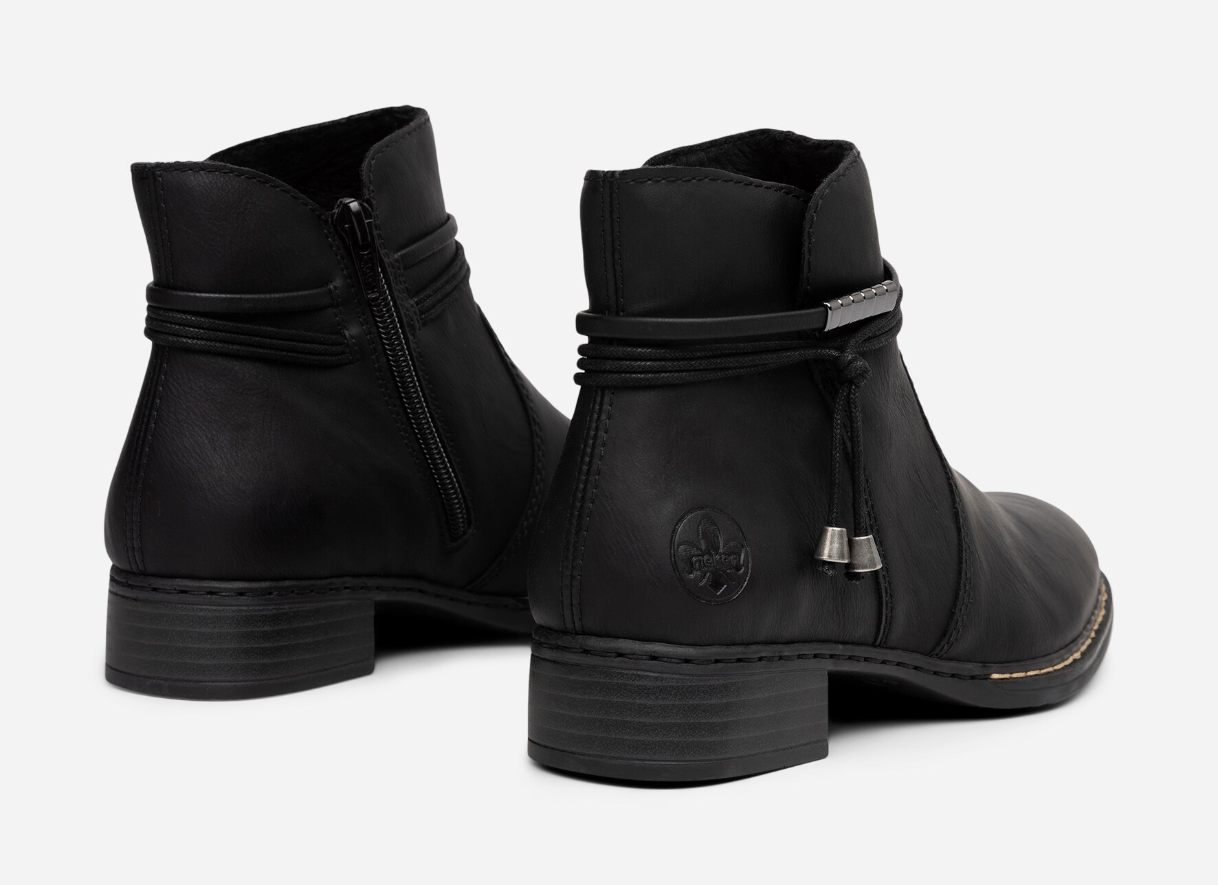 RIEKER, Boots med dragkedja Svarta