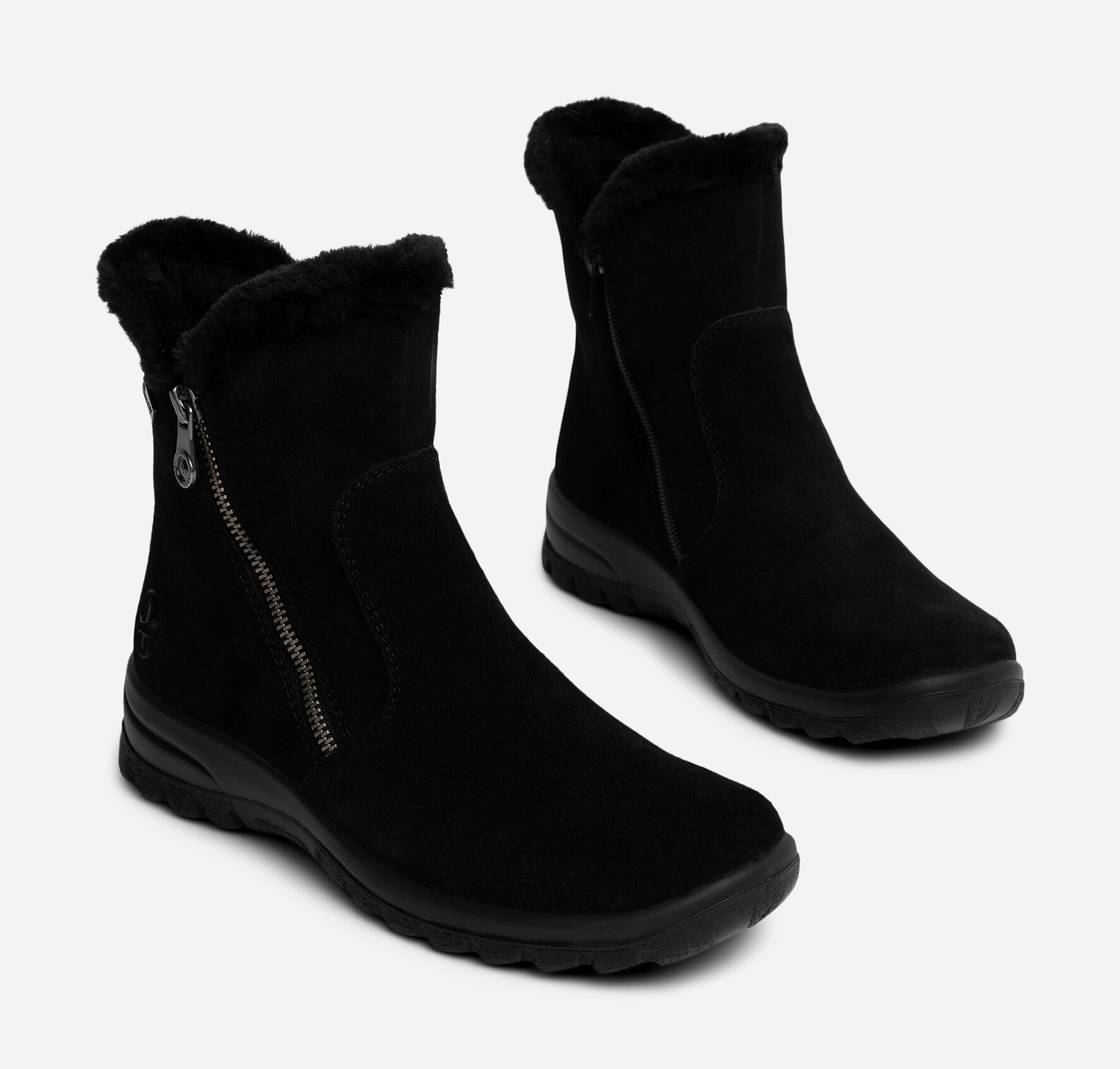RIEKER, Varmfodrade boots med dragkedja Svarta