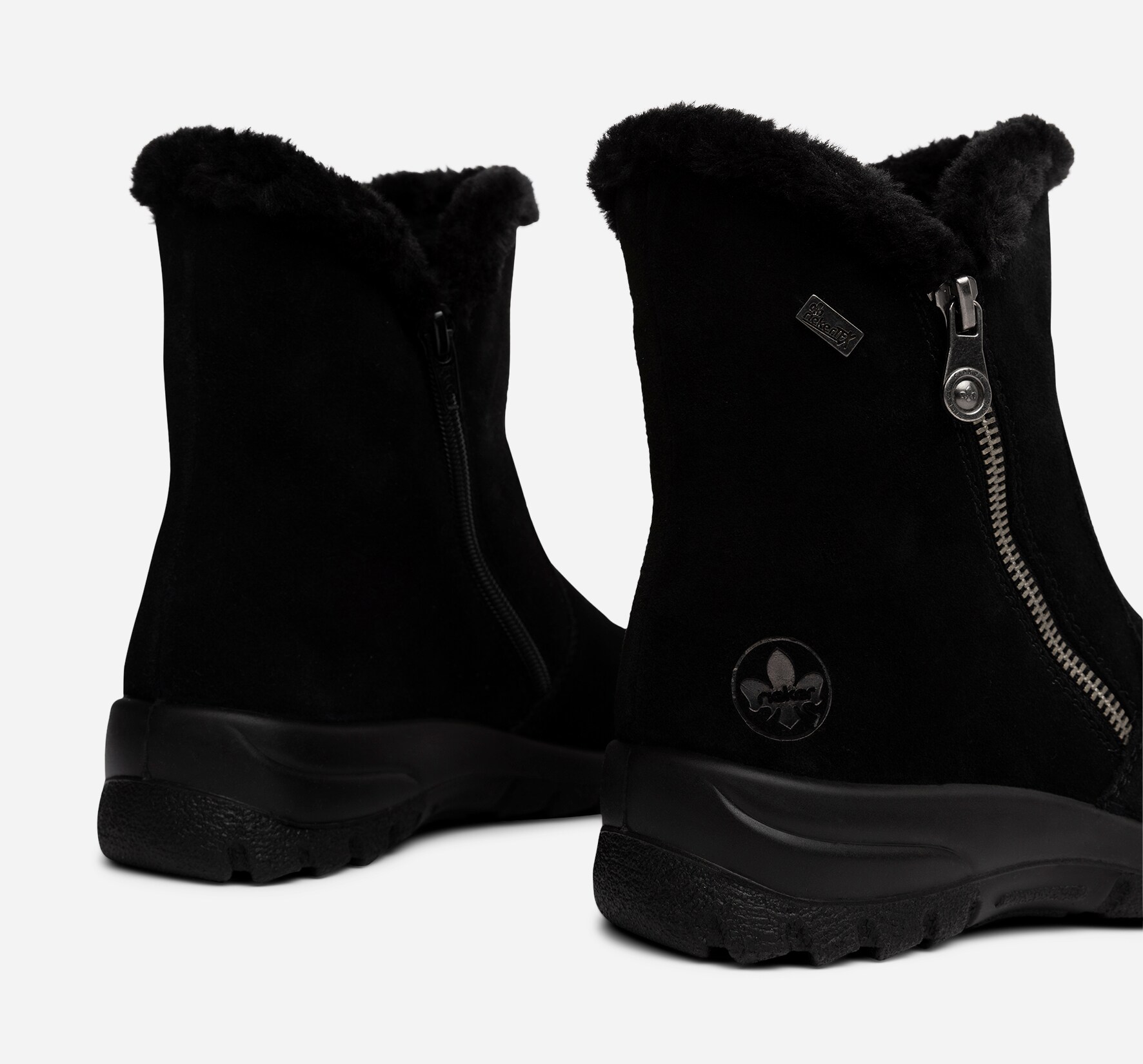RIEKER, Varmfodrade boots med dragkedja Svarta
