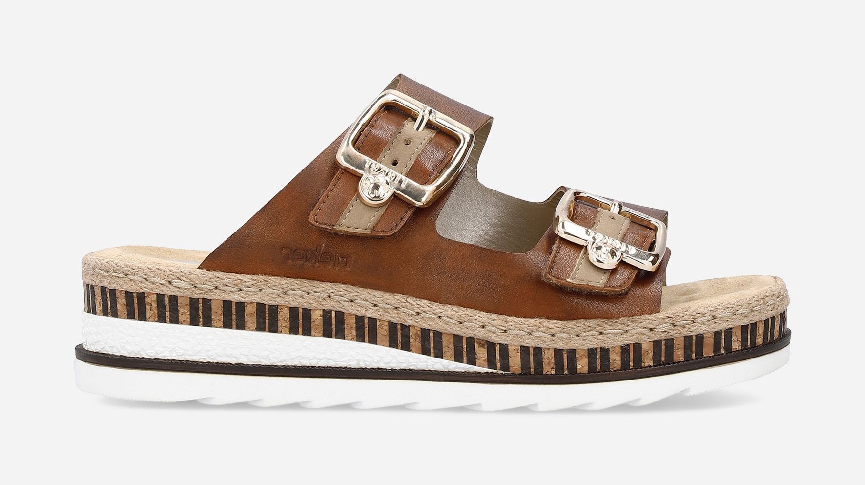 RIEKER, Sandaletter med remmar Bruna