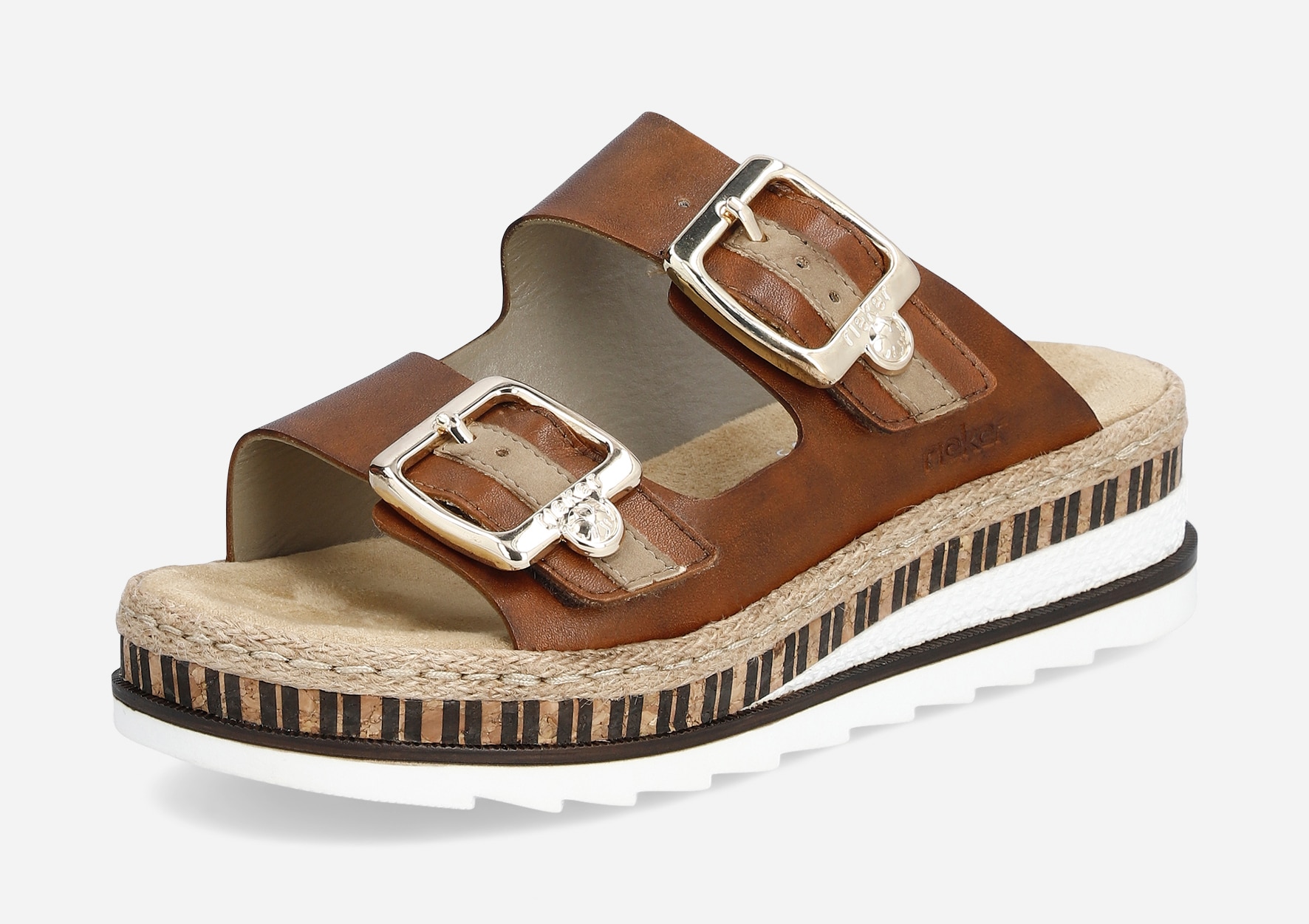 RIEKER, Sandaletter med remmar Bruna