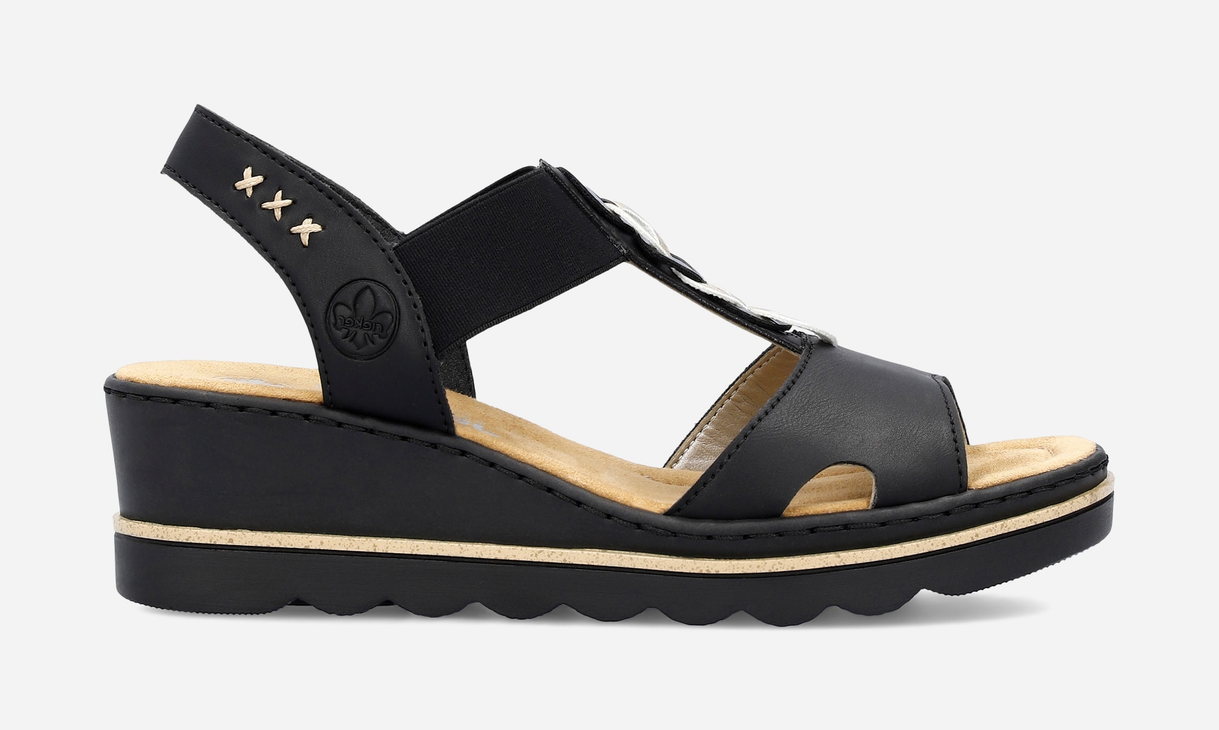 RIEKER, Sandaletter med remmar Svarta