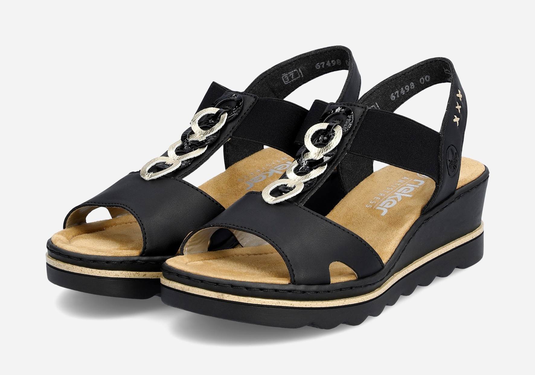 RIEKER, Sandaletter med remmar Svarta