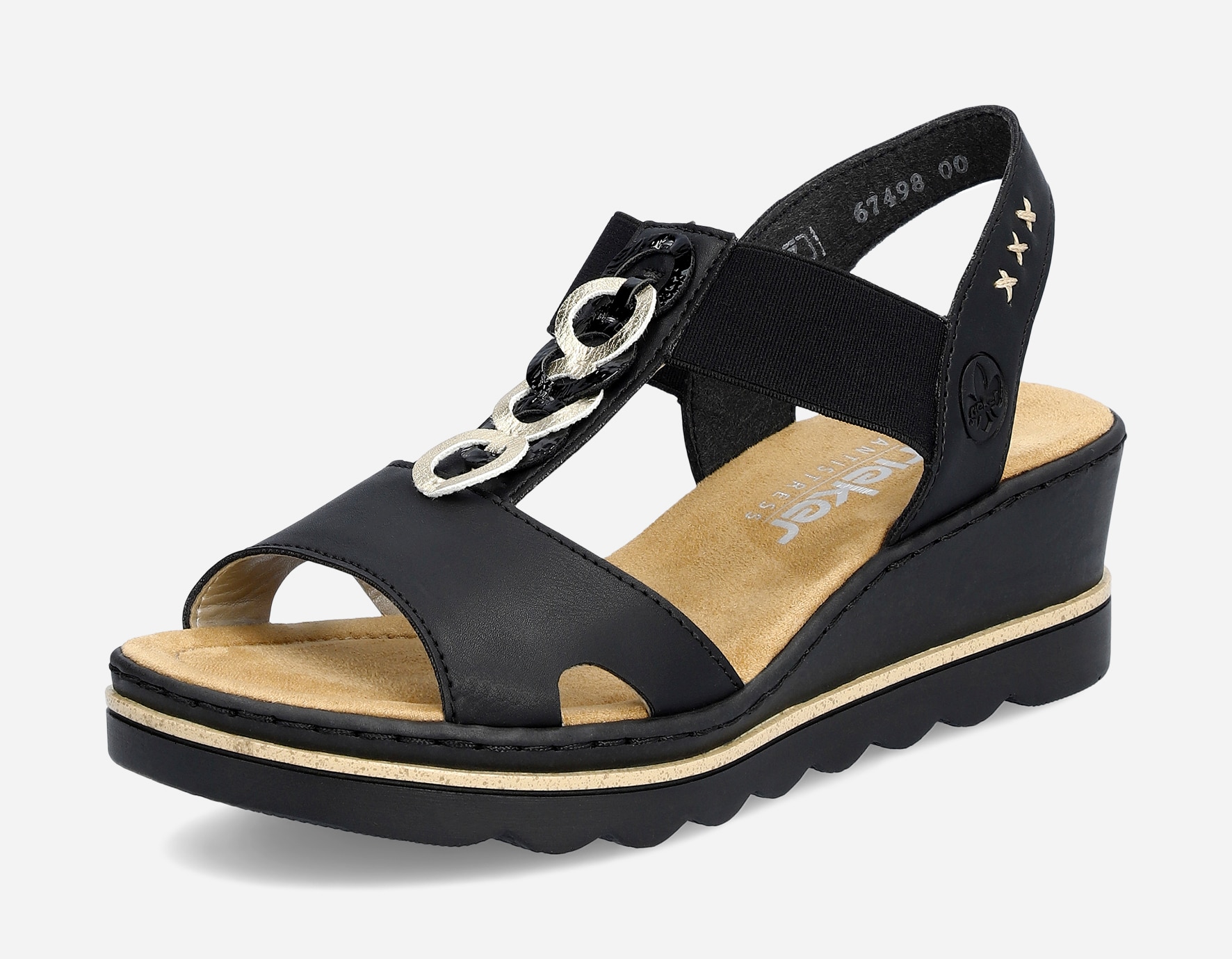 RIEKER, Sandaletter med remmar Svarta