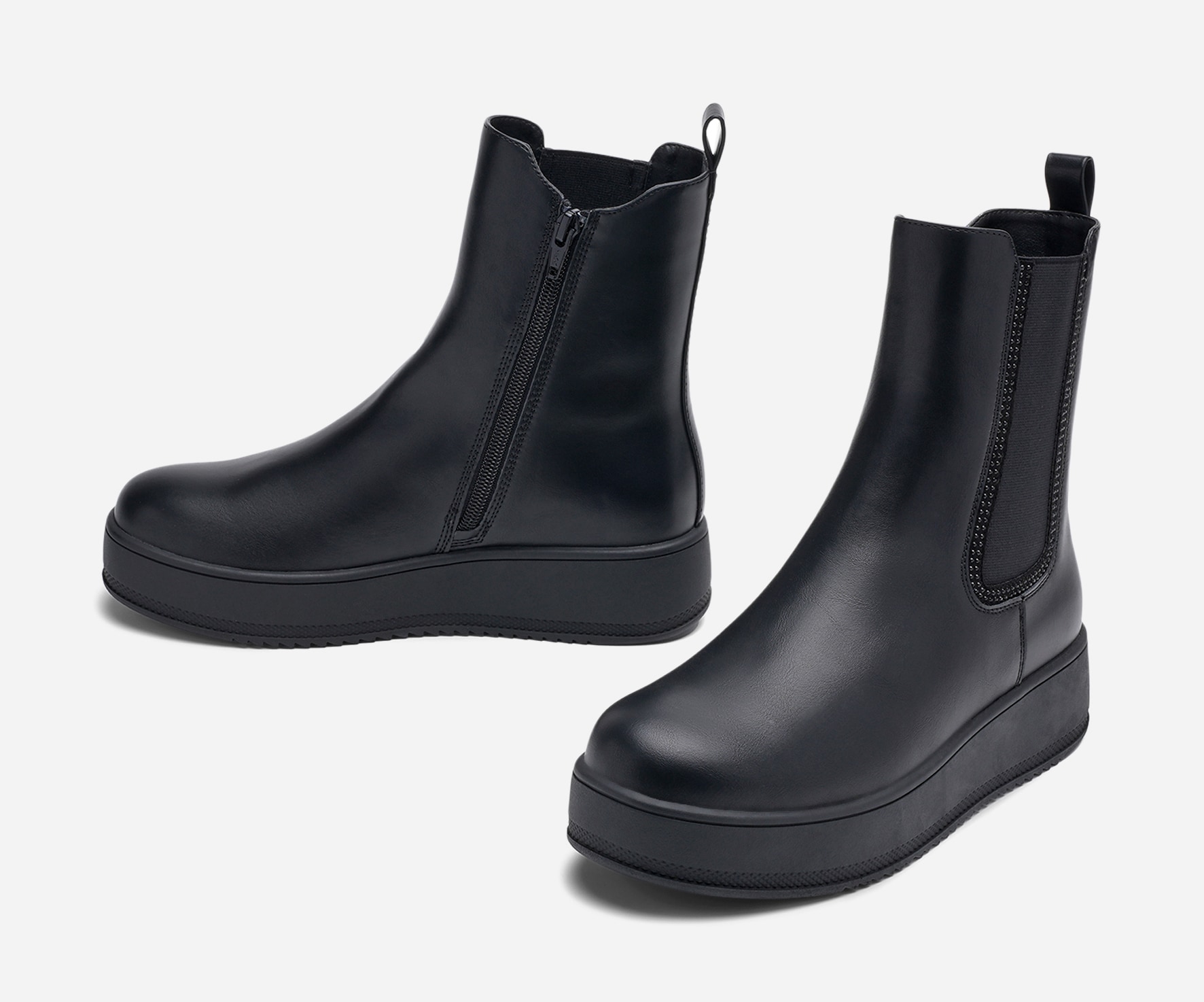 DINSKO, Boots med dragkedja Svarta
