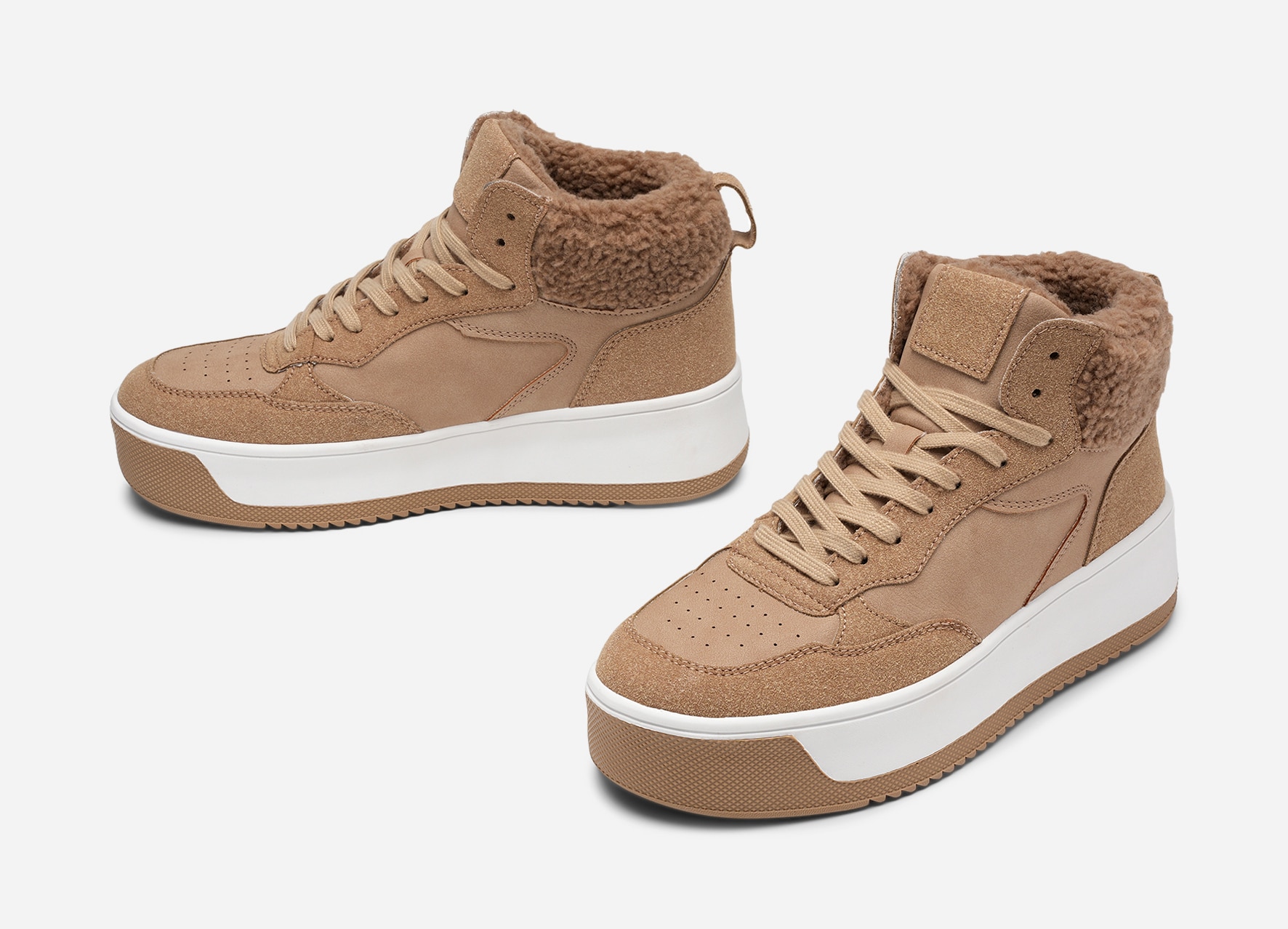 ATTITUDE, Varmfodrade höga sneakers Beigea