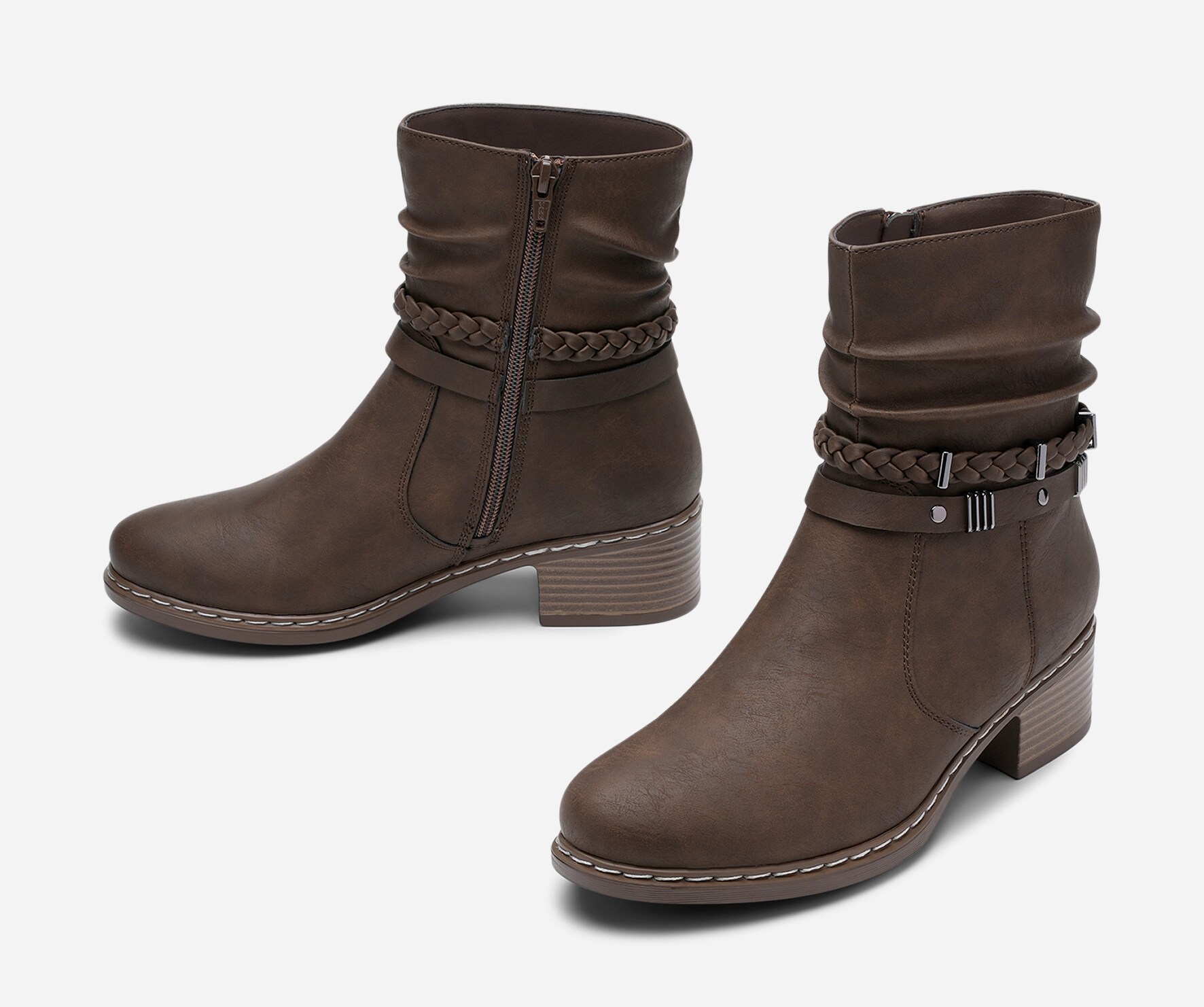 SO ALL, Boots med spänne Bruna