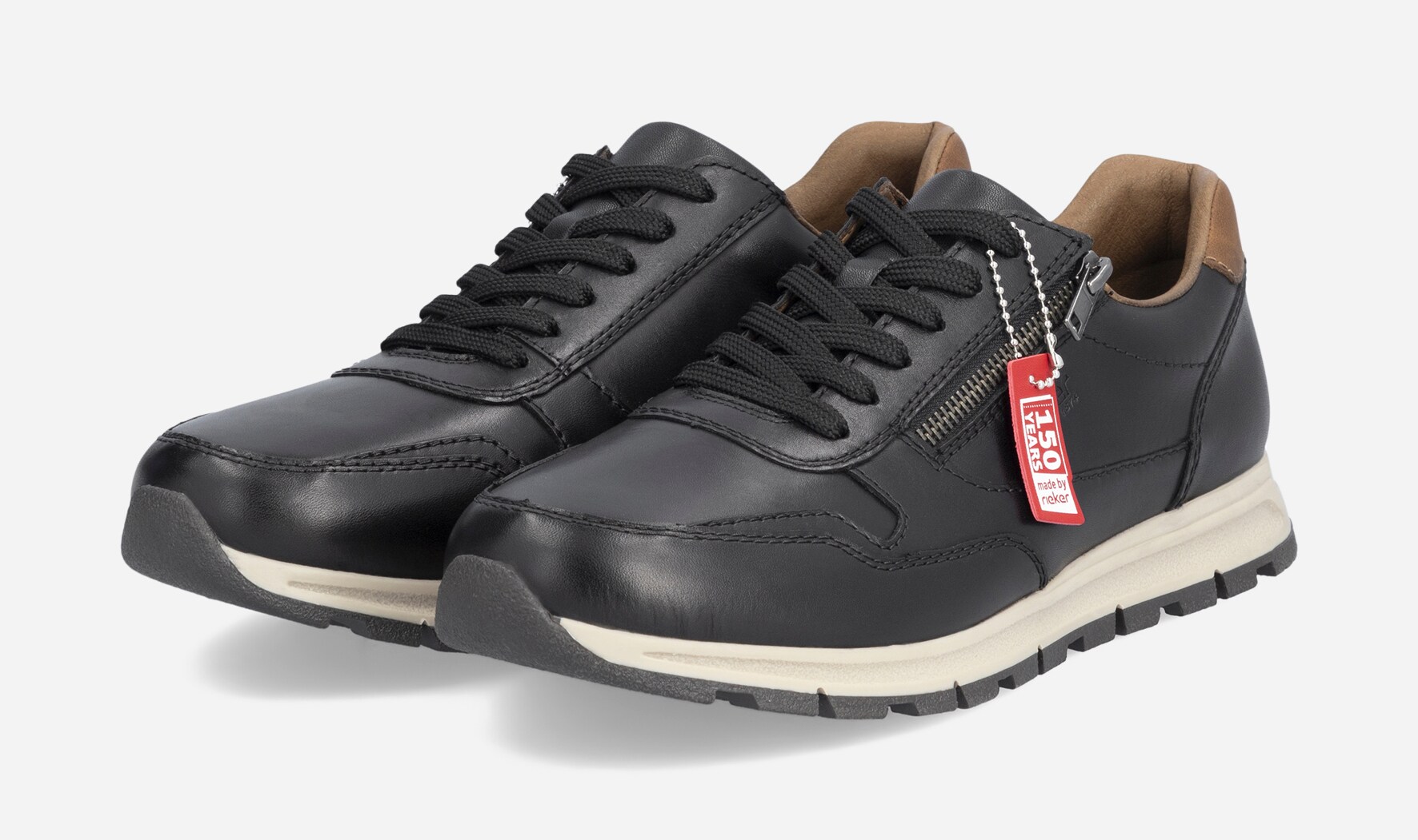 RIEKER, Promenadskor med snörning Svarta