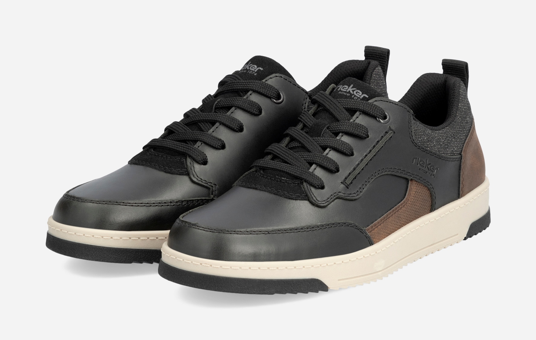 RIEKER, Promenadskor med snörning Svarta