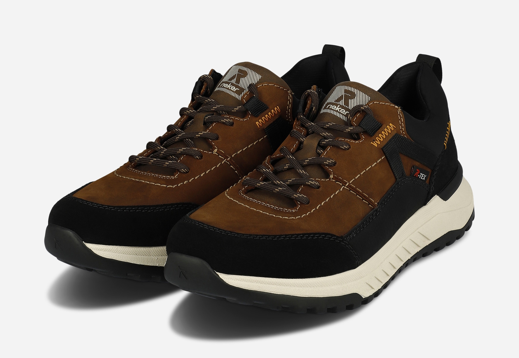 RIEKER, Promenadskor med snörning Bruna