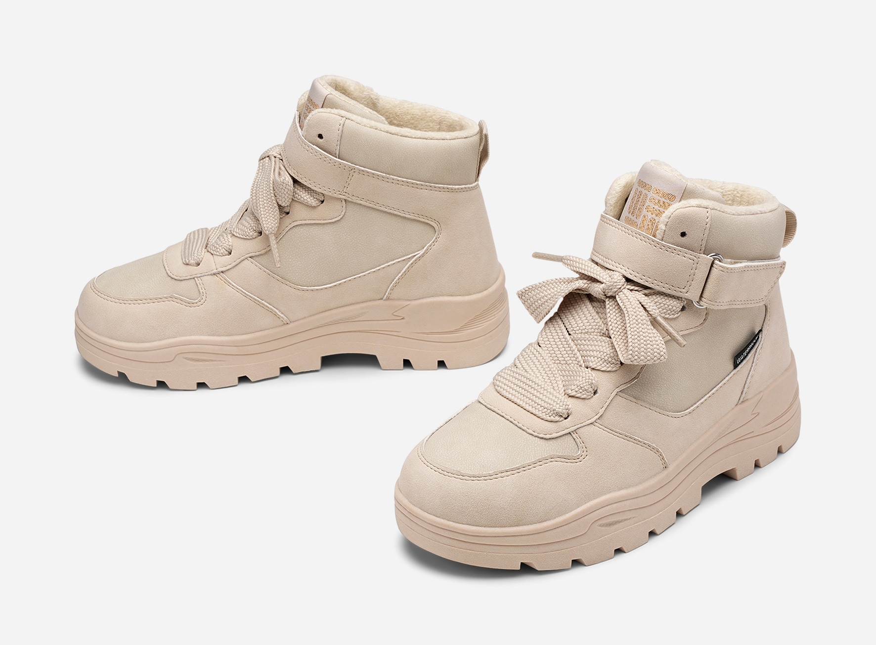 DINSKO, Fleecefodrade höga sneakers waterproof Beigea