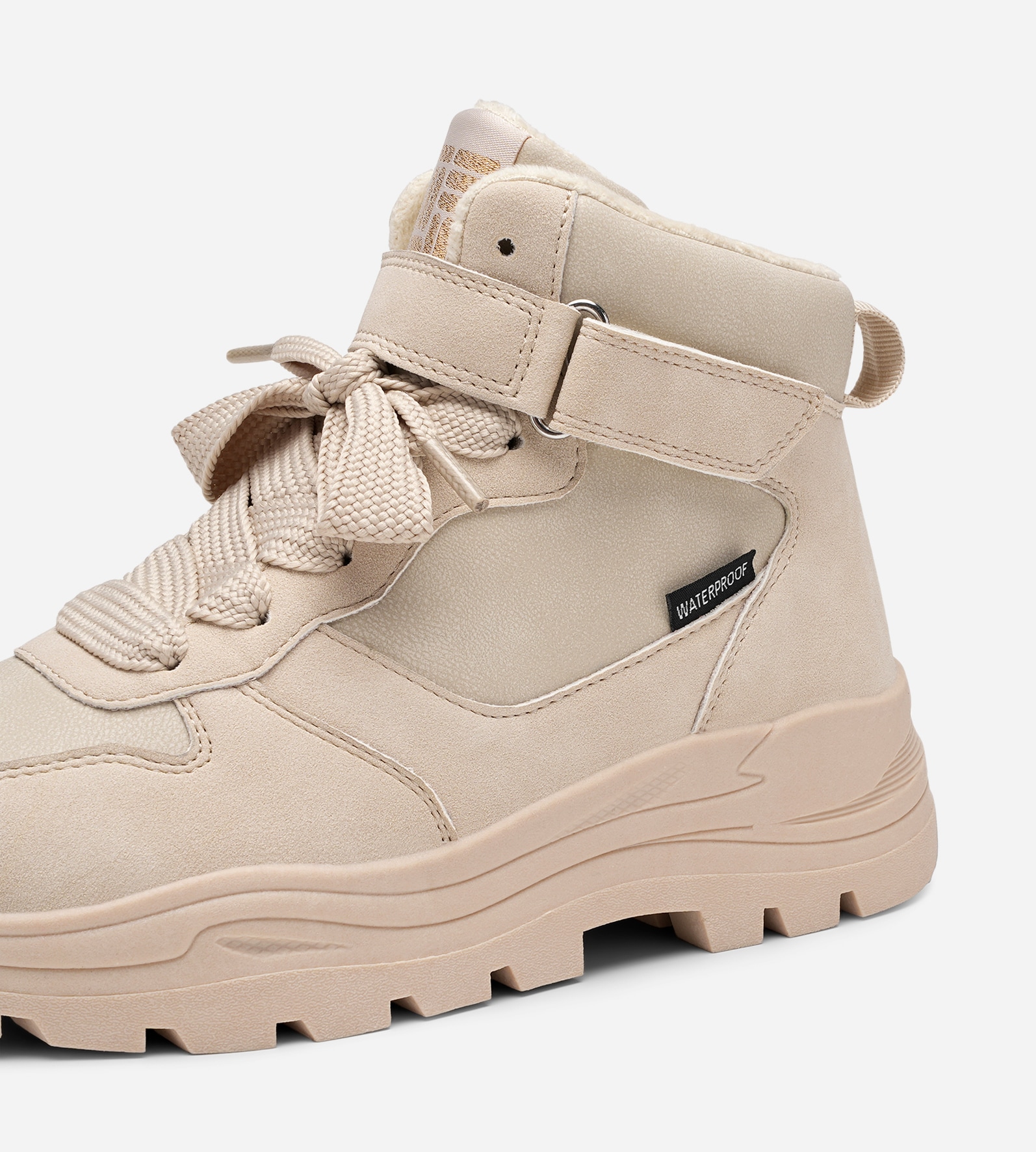 DINSKO, Fleecefodrade höga sneakers waterproof Beigea