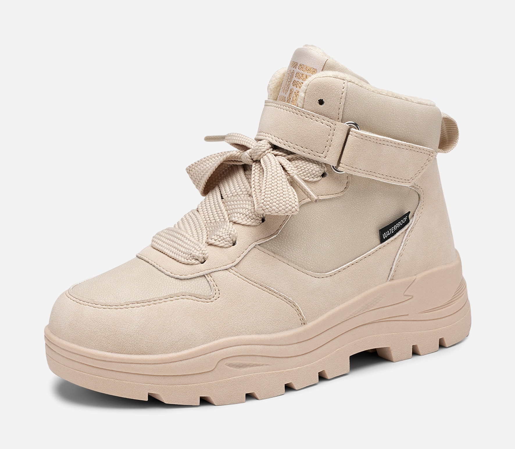 DINSKO, Fleecefodrade höga sneakers waterproof Beigea